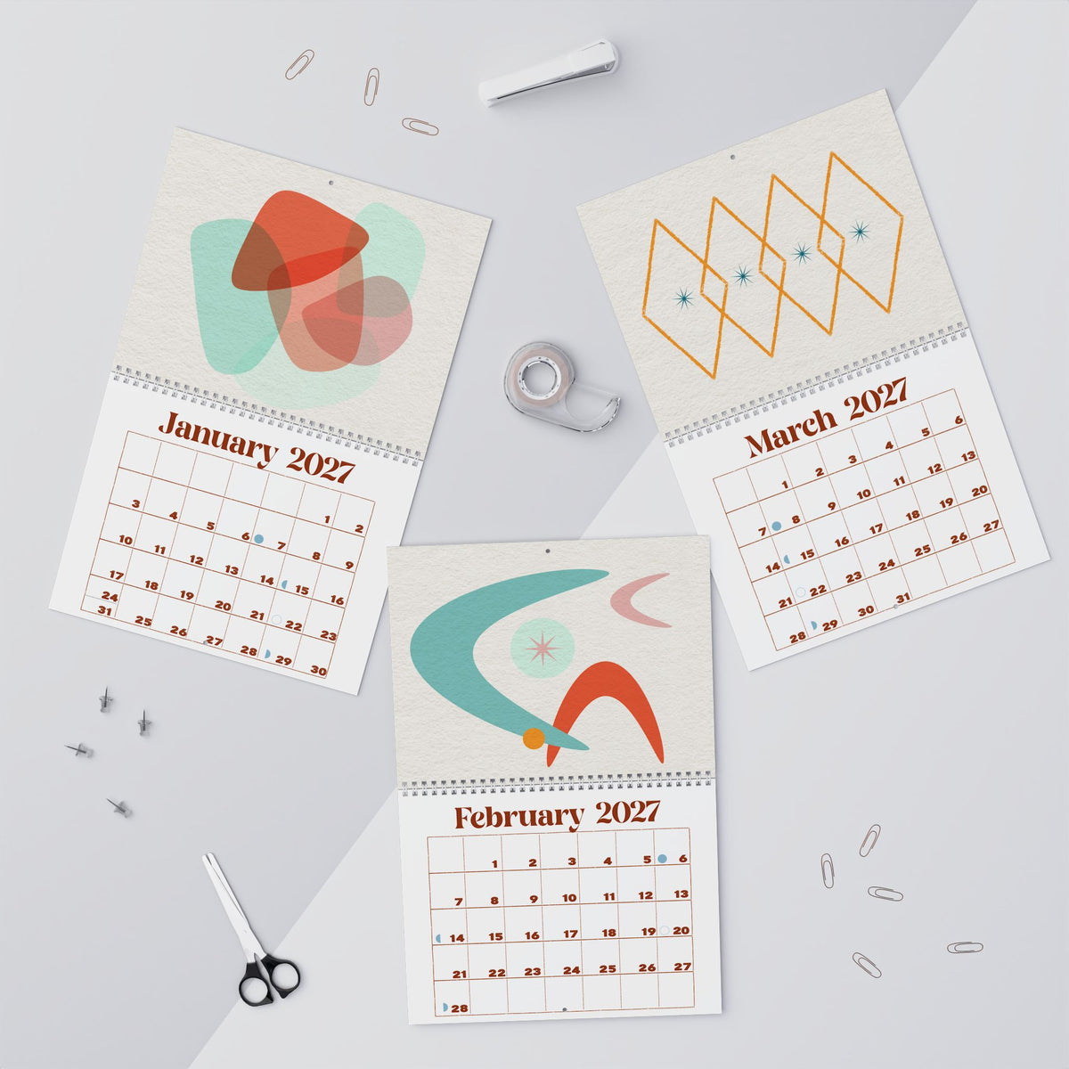 Copy of 2027 Modern Geometric Wall Calendar — Abstract Shapes Monthly Planner