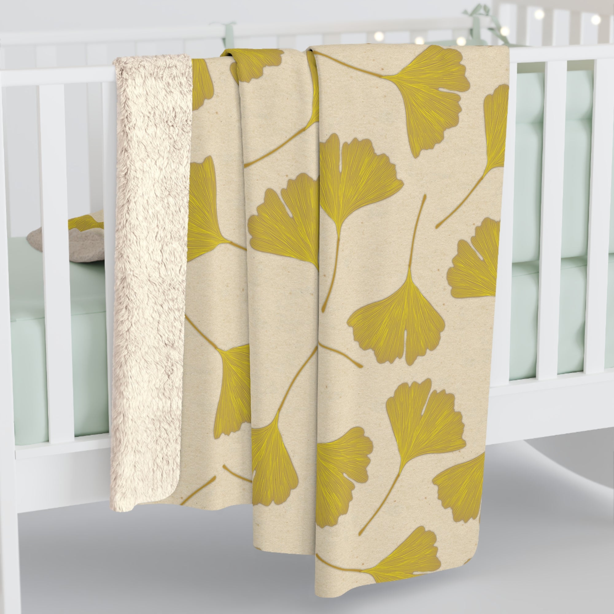 Ginkgo Leaf Sherpa Blanket