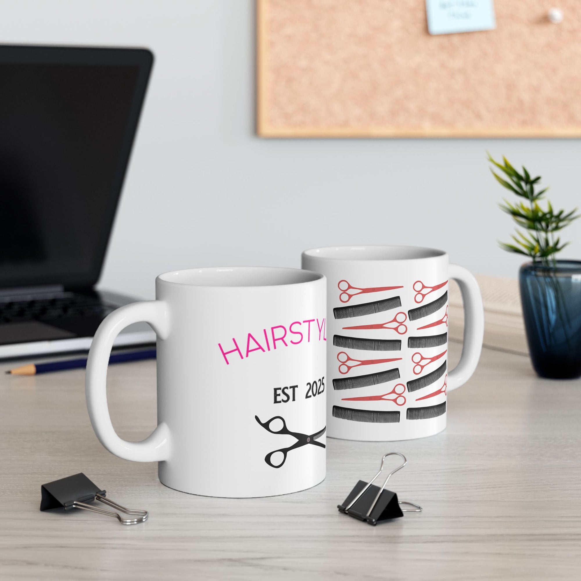 Hairstylist Coffee Mug — Gifts for Hairdressers with Scissors & Comb Design (11oz/15oz)