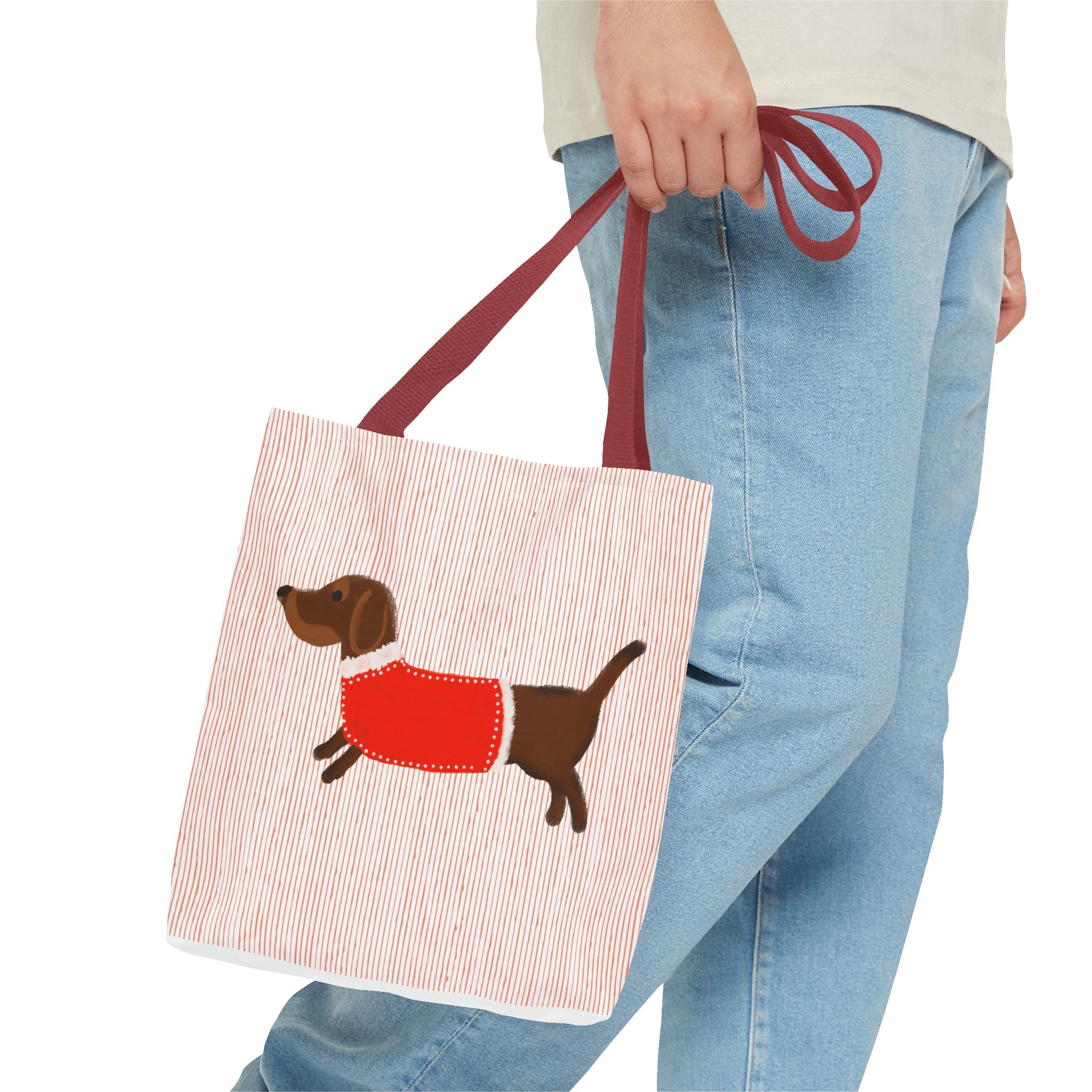 Dachshund in Sweater Tote Bag — Cute Wiener Dog Canvas Tote for Dog Lovers