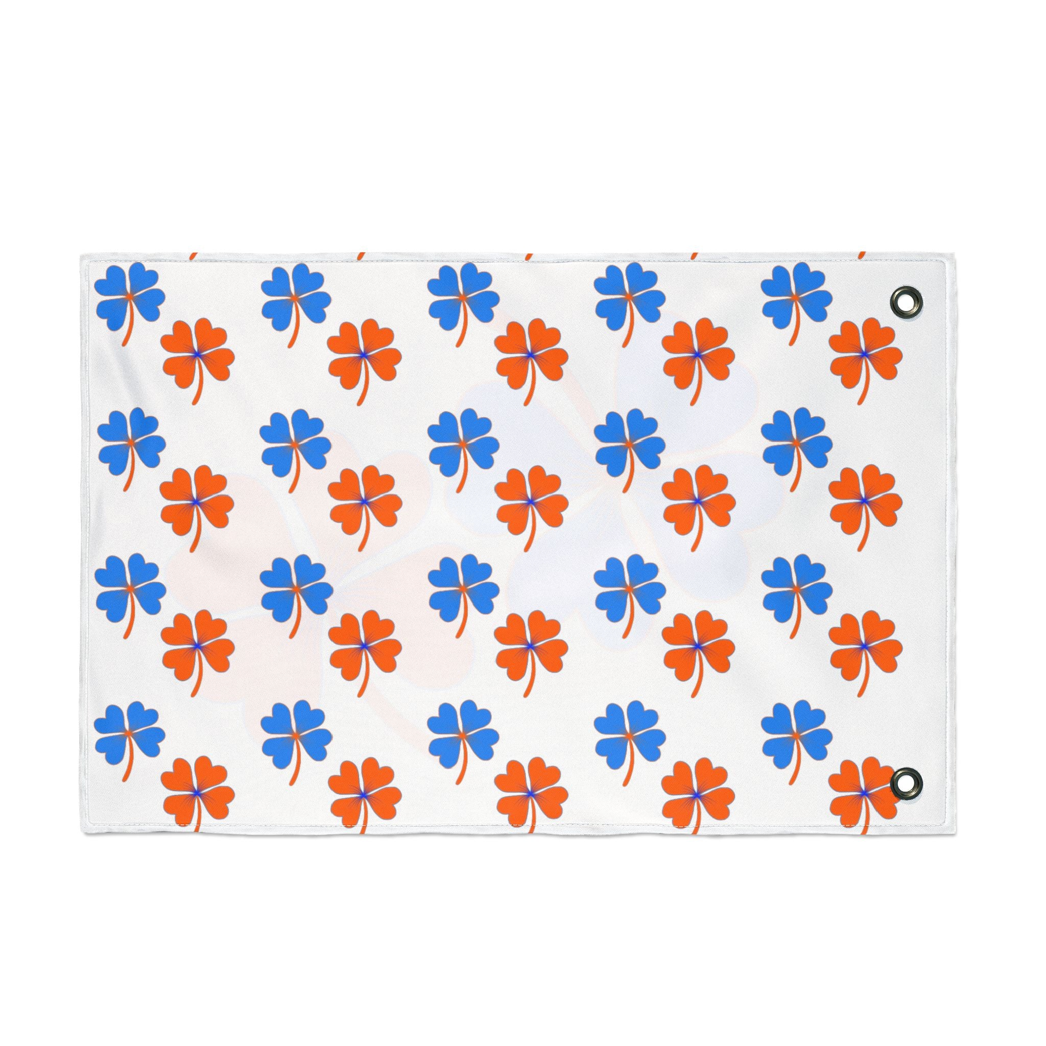 Bronco Lucky Shamrock Flag, Blue and Orange Game Day, Outdoor Flag, Festive Yard Decor, Celebratory Banner