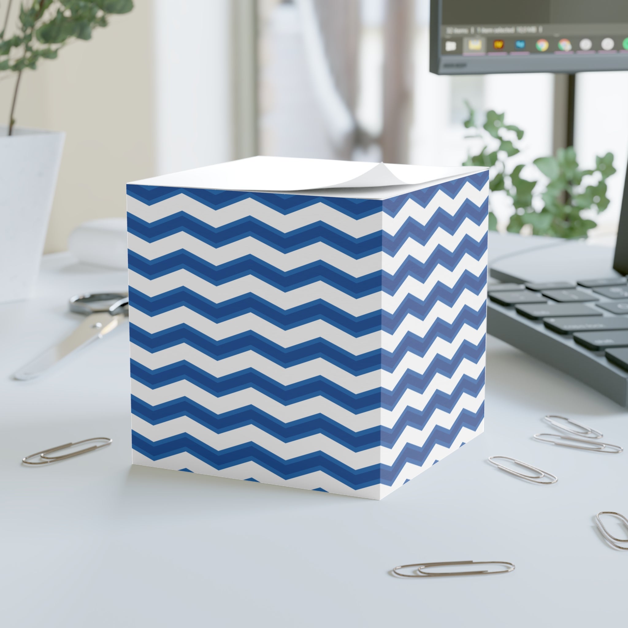 Zig Zag Note Cube – Blue Zigzag Sticky Memo Cube