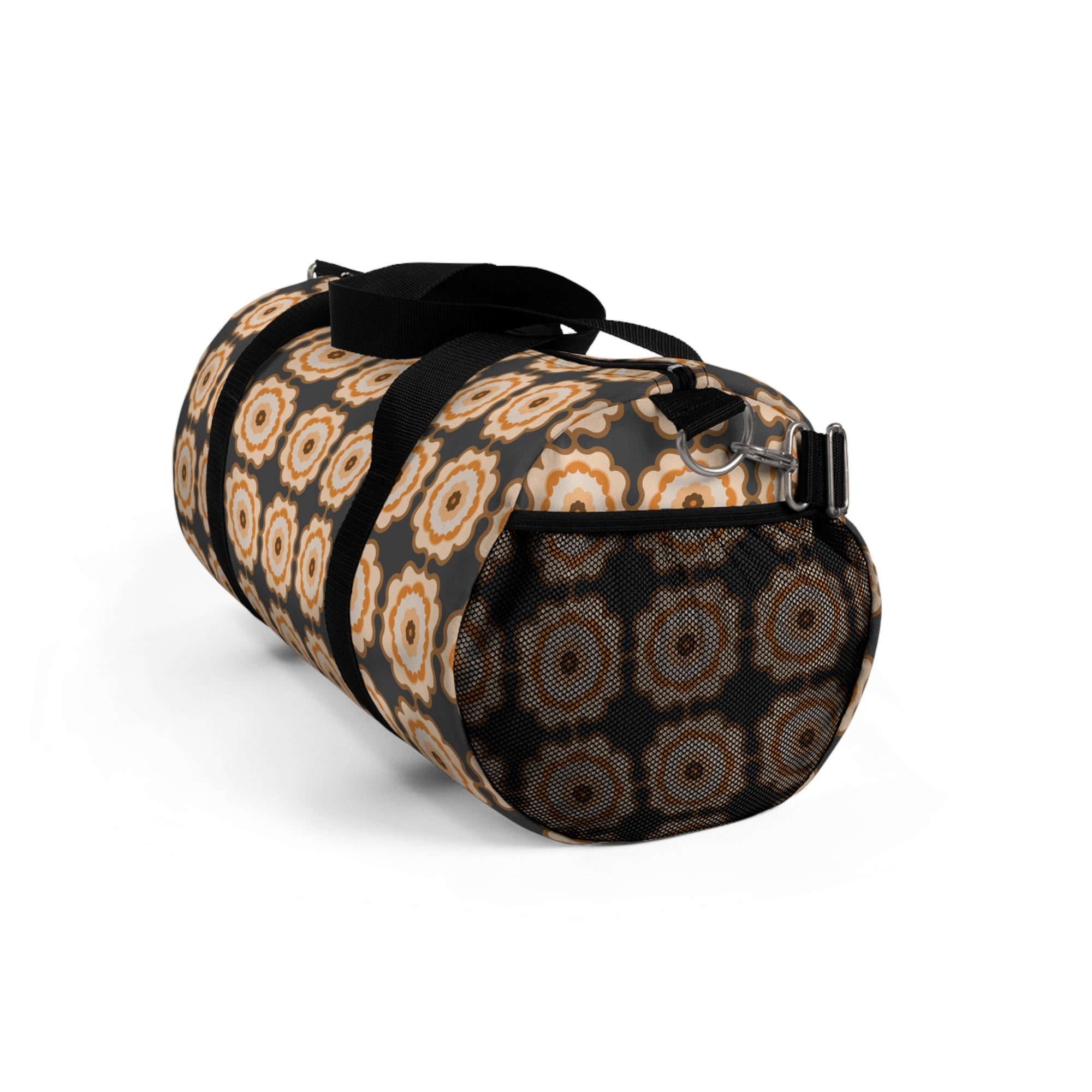 Retro Floral Pattern Duffel Bag – Beige Brown Boho Travel Gym Tote