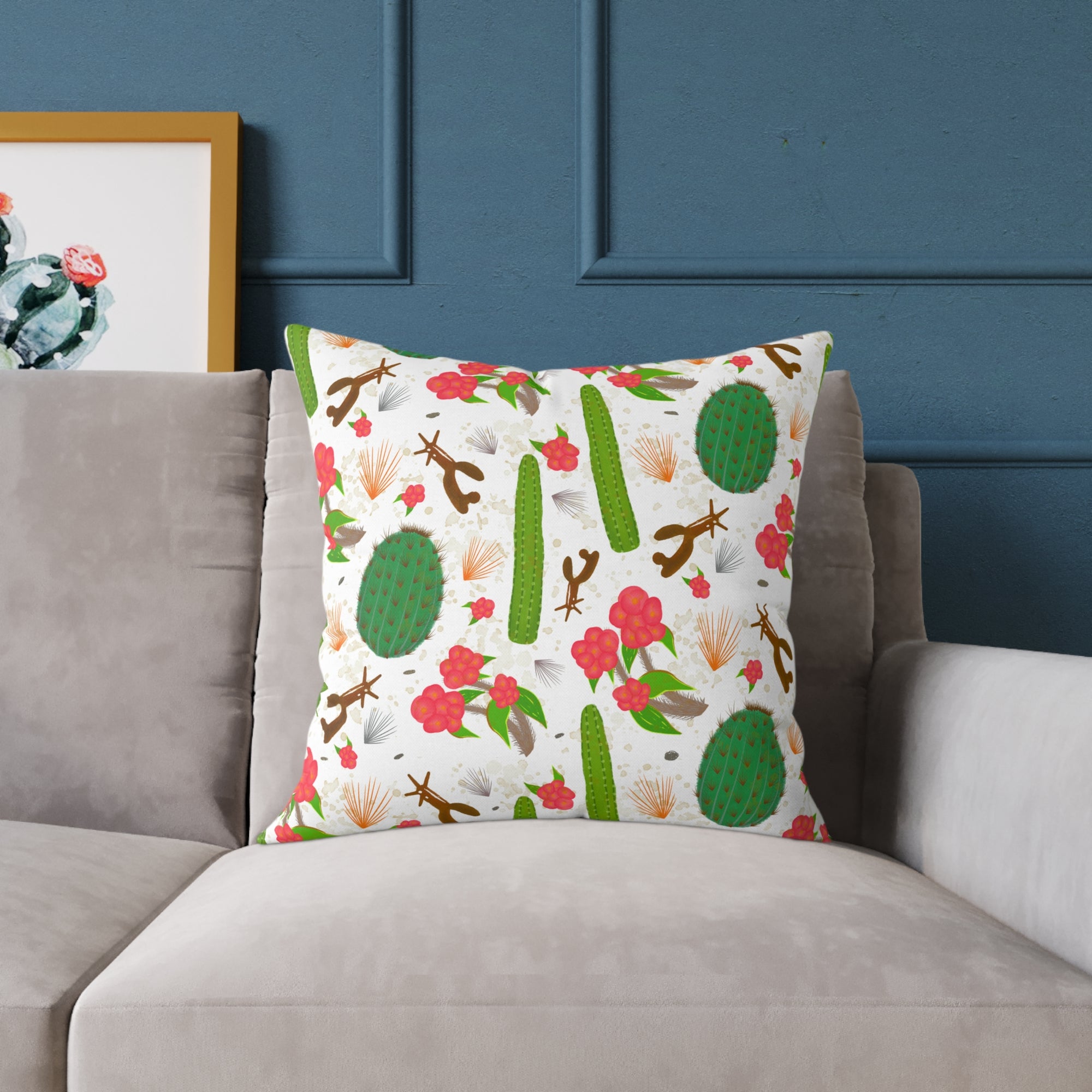 Cactus Pattern Square Pillow — Prickly Paradise Throw Cushion