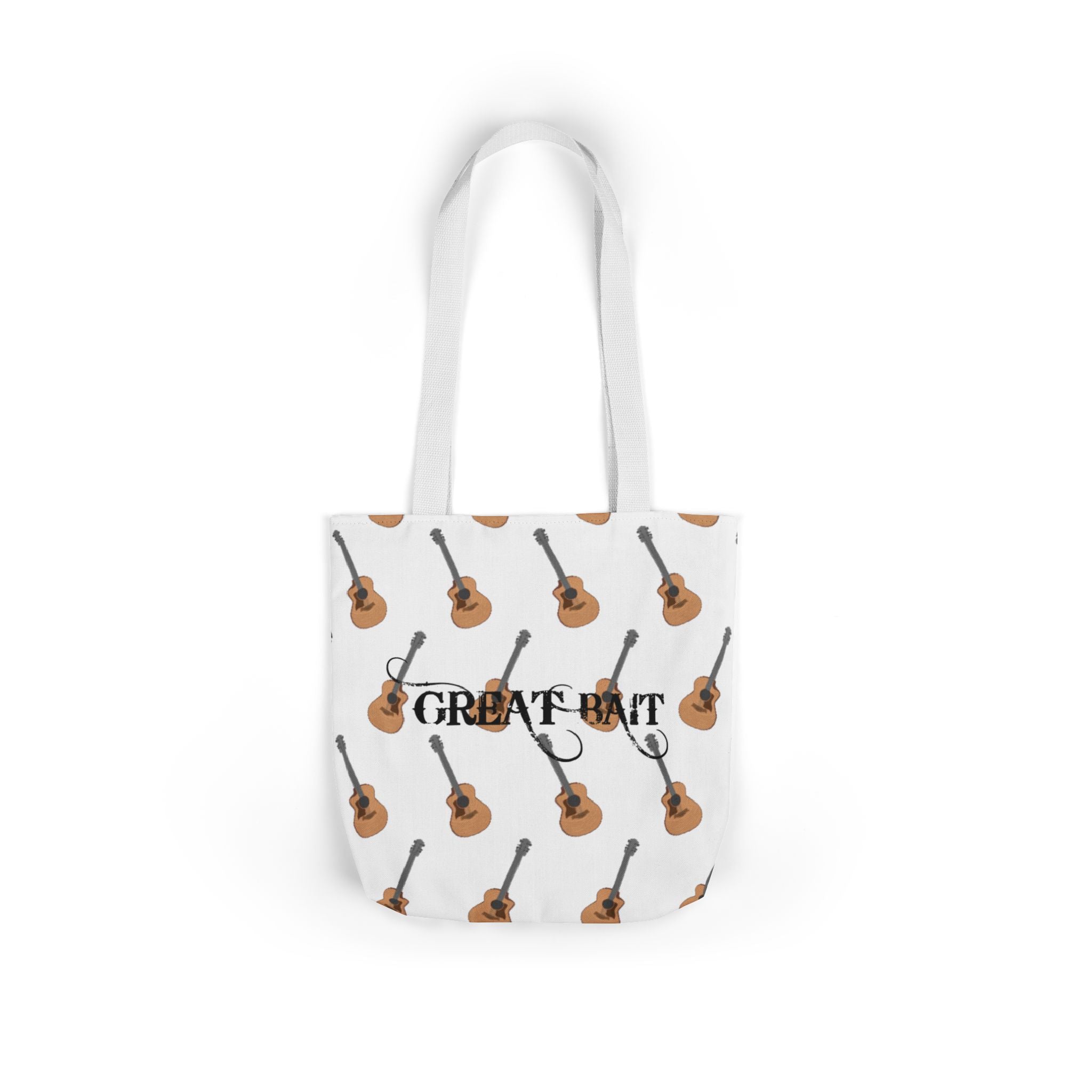 Great Bait, Acoustic Guitar Pattern Canvas Tote  Music Lover Shoulder Bag