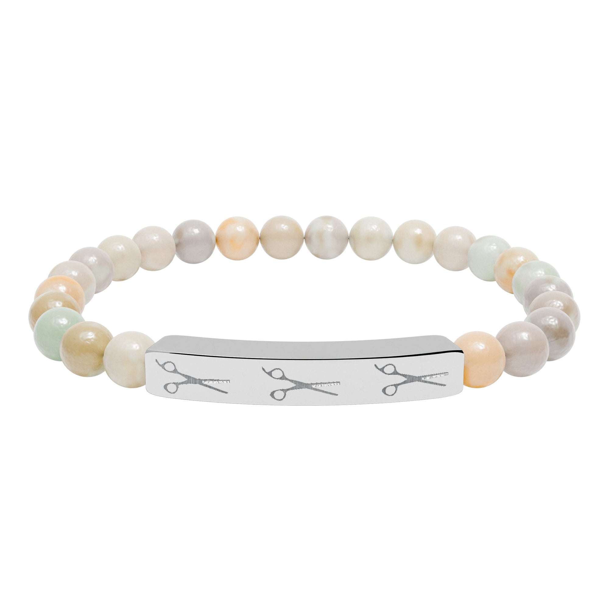 Shears Engravable Natural Stone Stretch Bar Bracelet — Personalized Healing Bead Bracelet