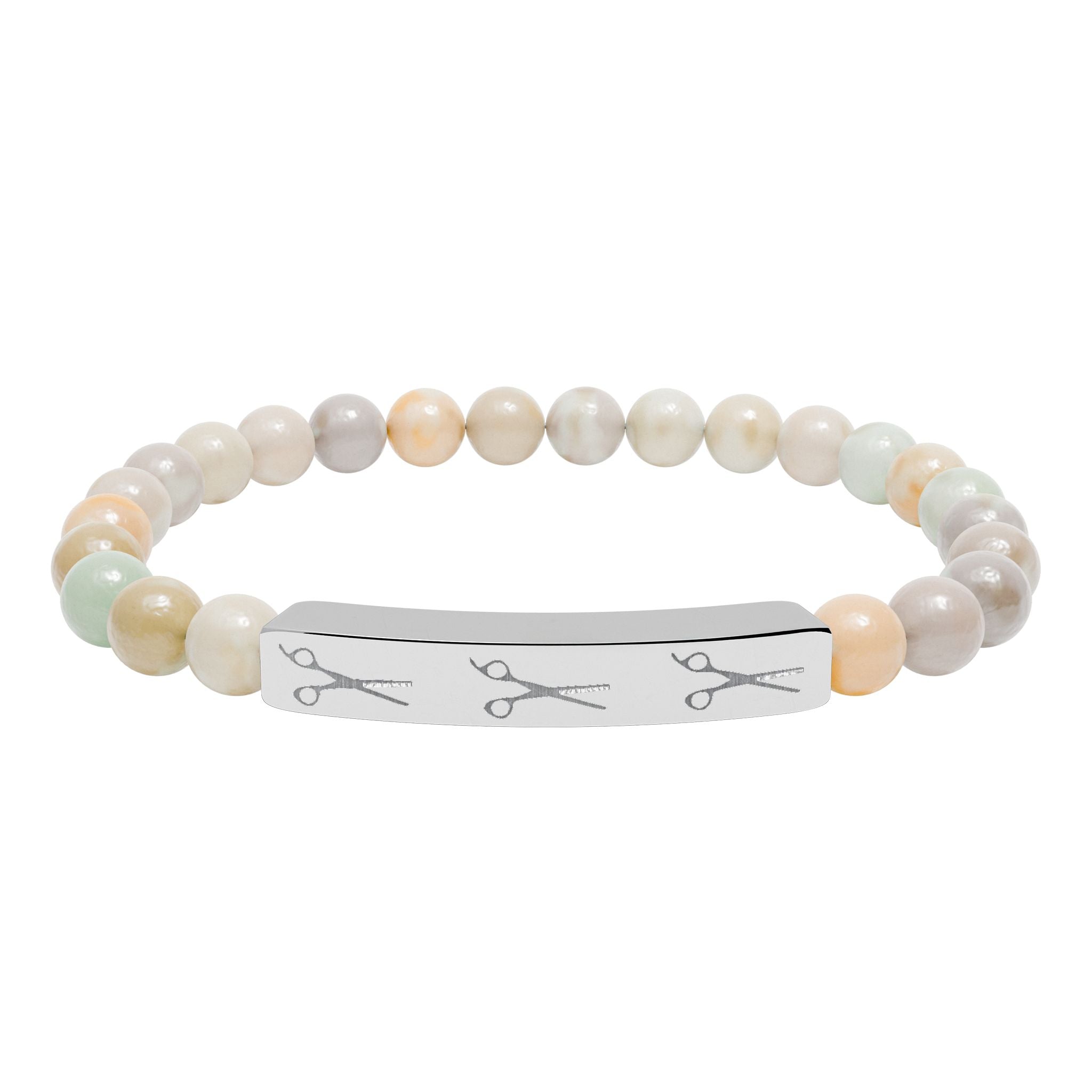 Shears Engravable Natural Stone Stretch Bar Bracelet — Personalized Healing Bead Bracelet