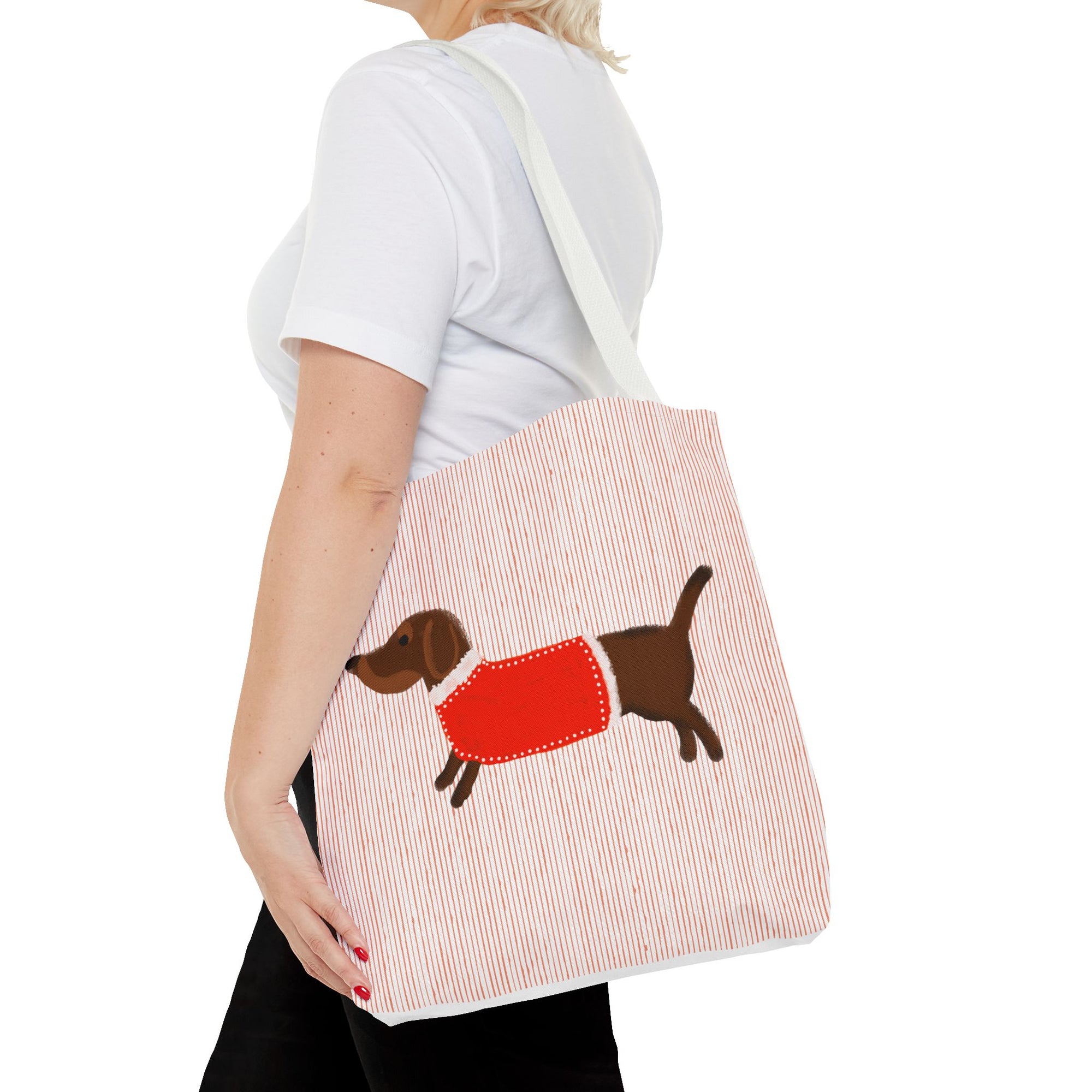 Dachshund in Sweater Tote Bag — Cute Wiener Dog Canvas Tote for Dog Lovers