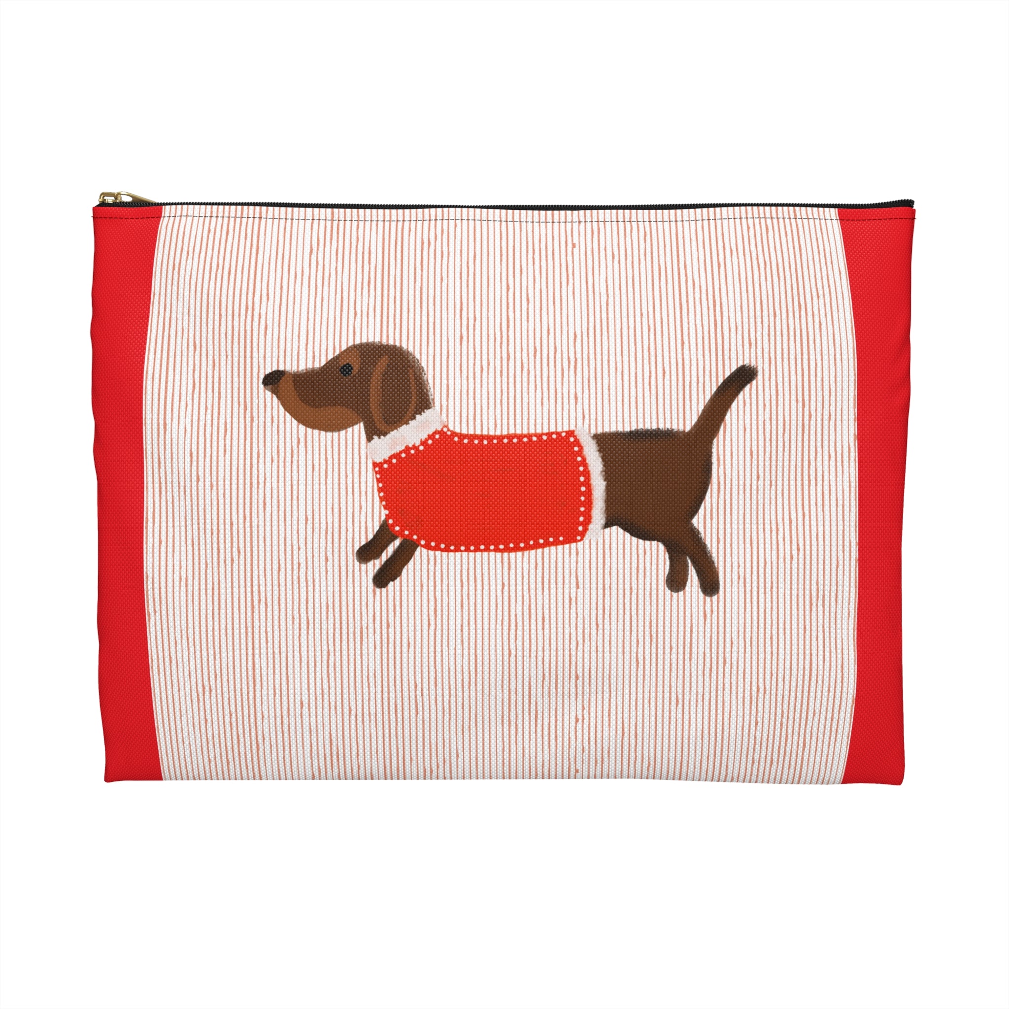 Dachshund Pouch — Cute Wiener Dog Accessory Bag with Red Sweater