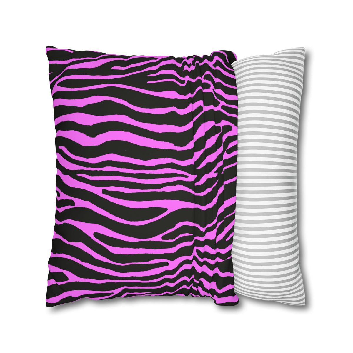Pink & Black Zebra Print Pillowcase – Square Decorative Throw Pillow