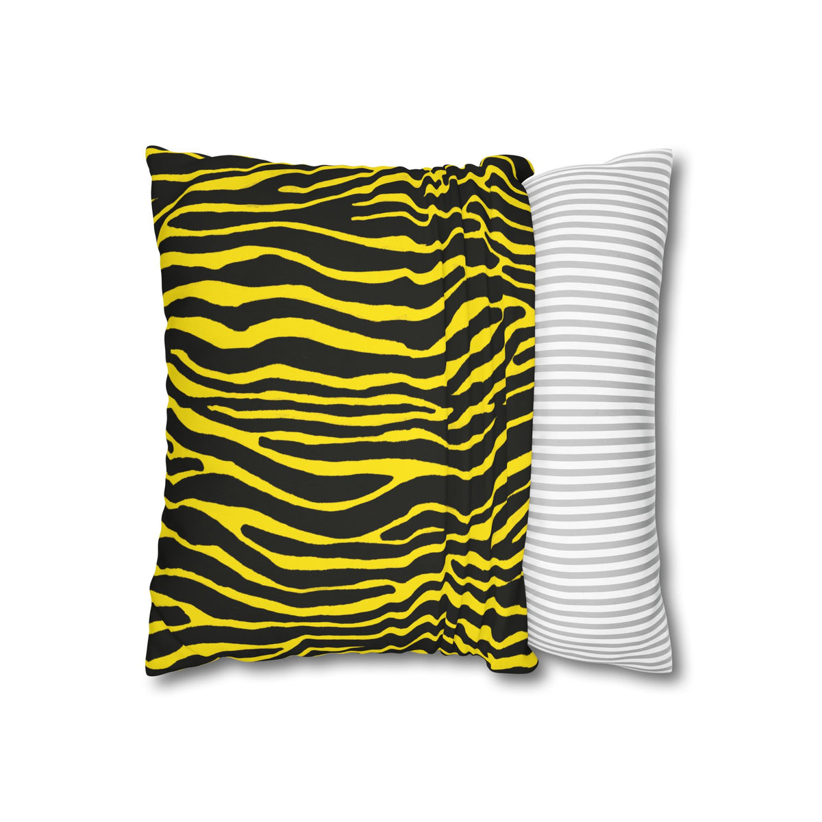 Yellow Black Zebra Print Pillowcase – Square Decorative Throw Pillow