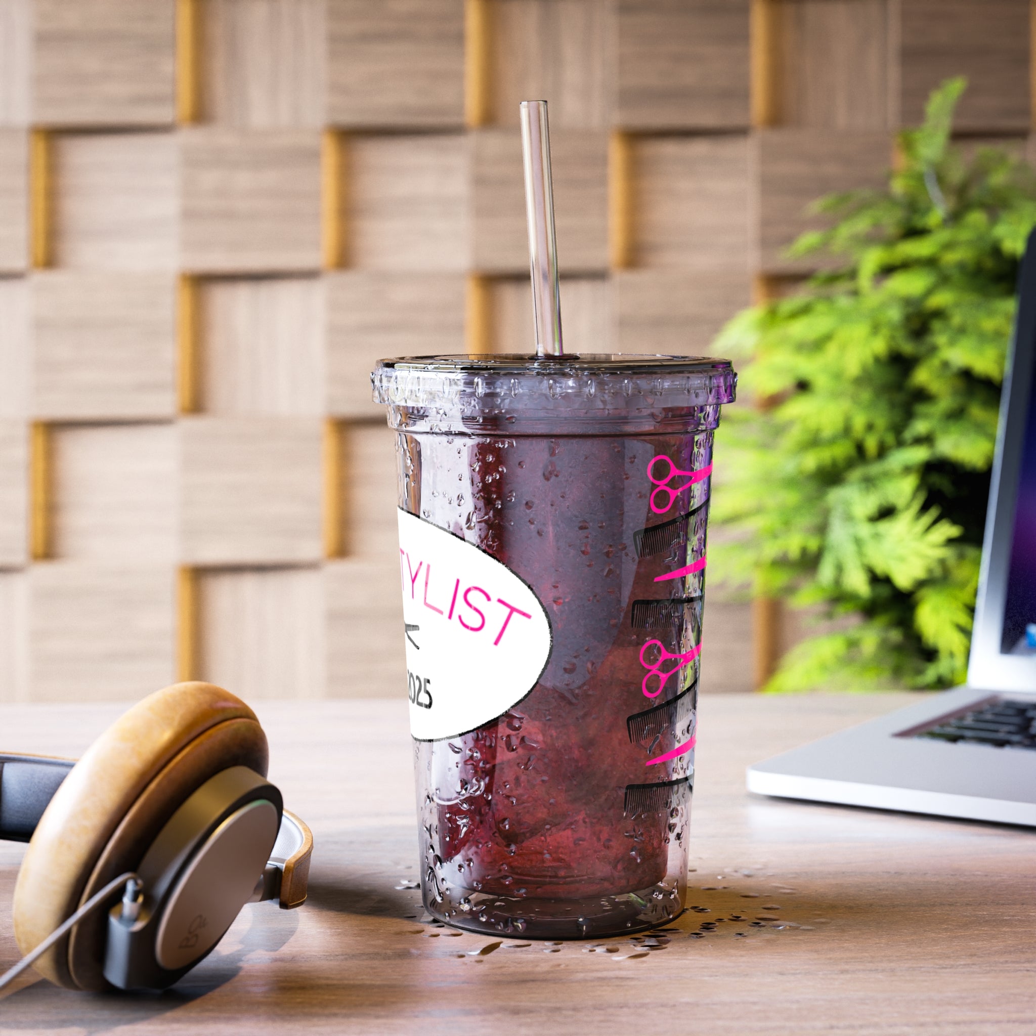 Stylist Scissors Acrylic Tumbler with Straw — Hairdresser Cup