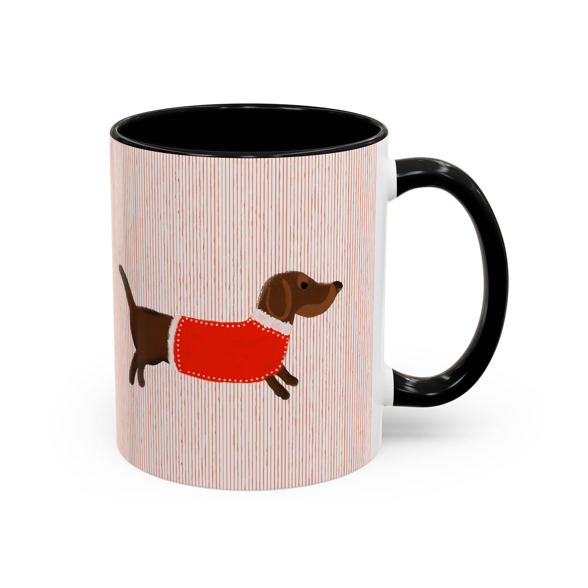 Dachshund Coffee Mug - Wiener Dog in Red Sweater Accent Mug
