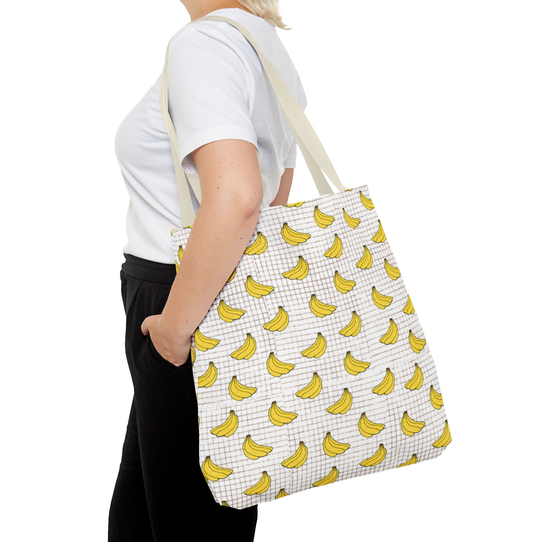 Bananas Pattern Tote Bag — Cute Yellow Fruit Print All-Over-Print Shopper