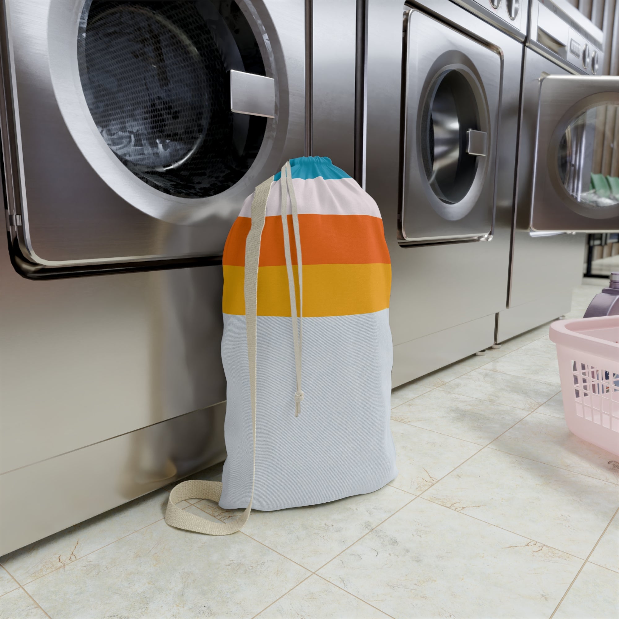 Retro Stripe Laundry Bag, Colorful Travel & Dorm Hanging Hamper