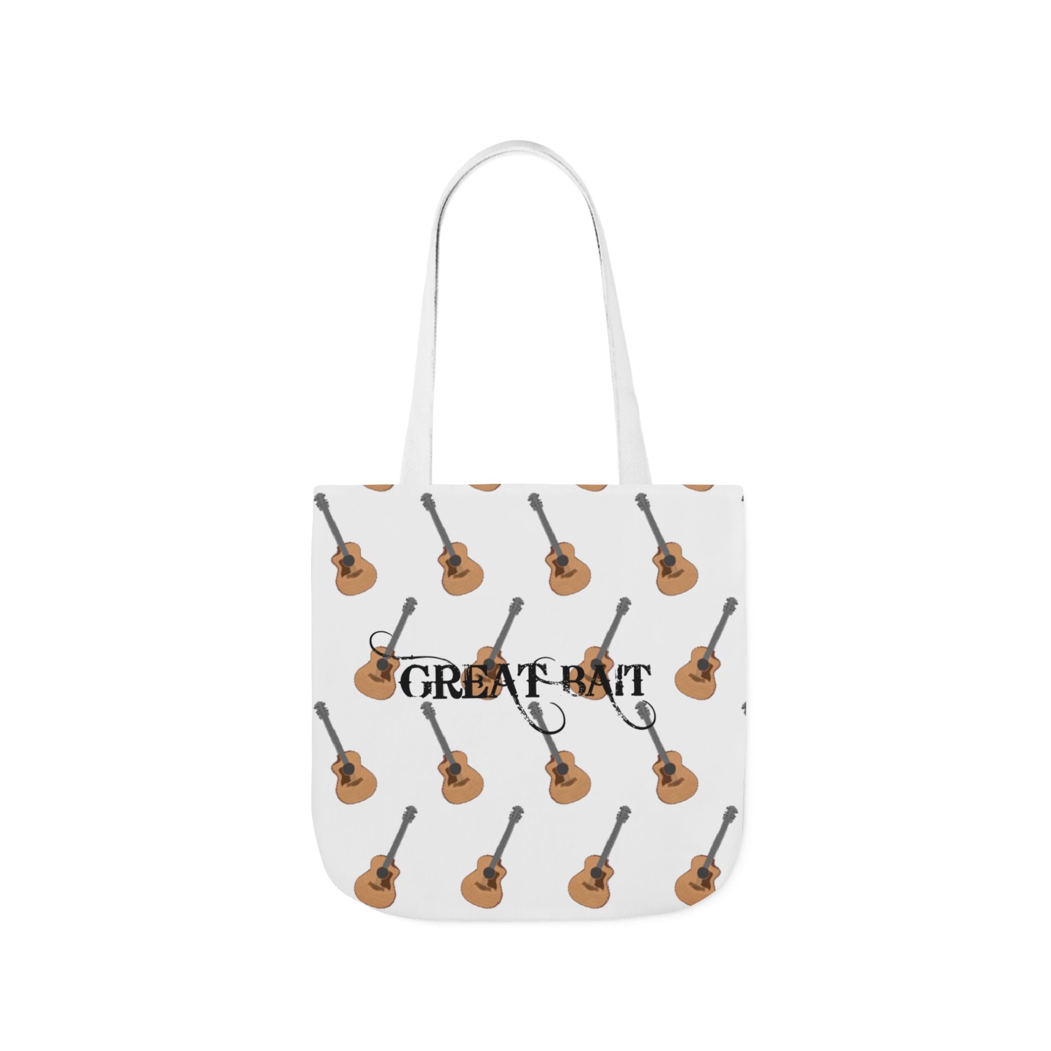 Great Bait, Acoustic Guitar Pattern Canvas Tote  Music Lover Shoulder Bag