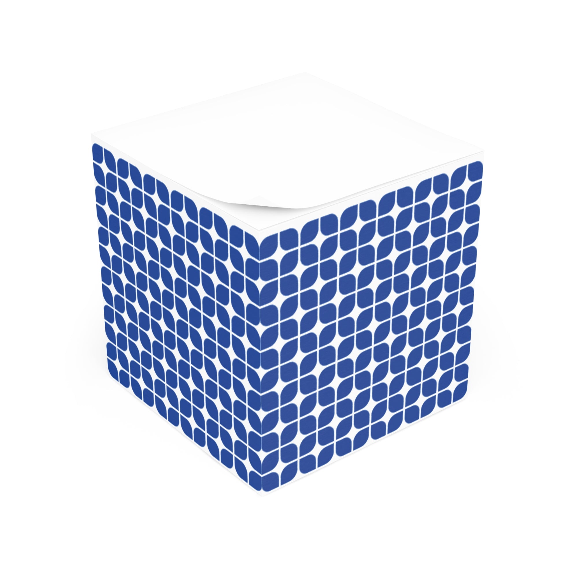 Blue Geometric Note Cube – Patterned Sticky Memo Block