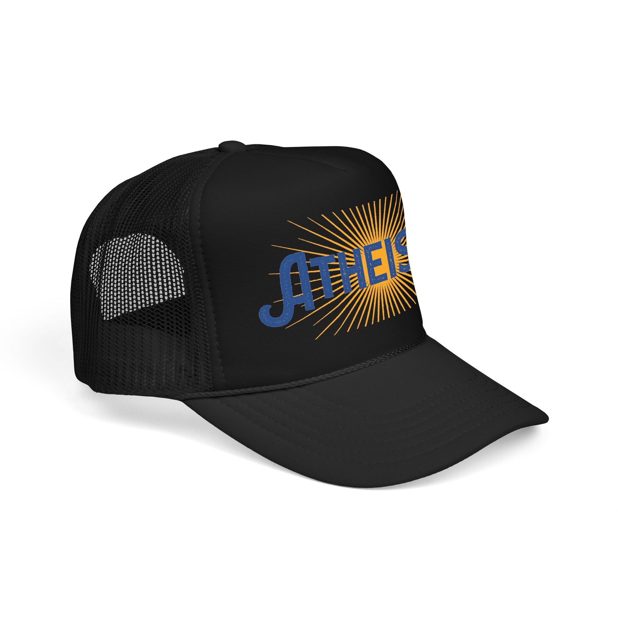 Atheist Foam Trucker Hat — Retro Sunburst Logo Cap