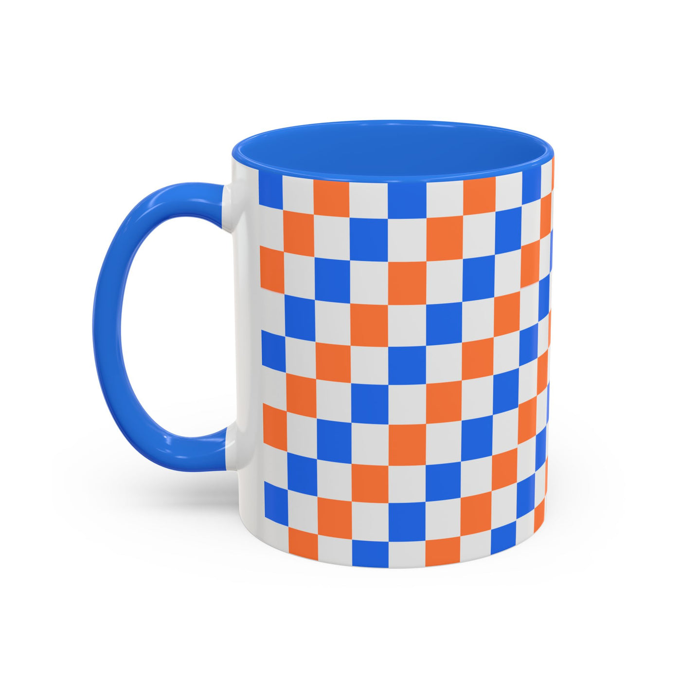 Blue & Orange Checkerboard Ceramic Mug (11oz/15oz)