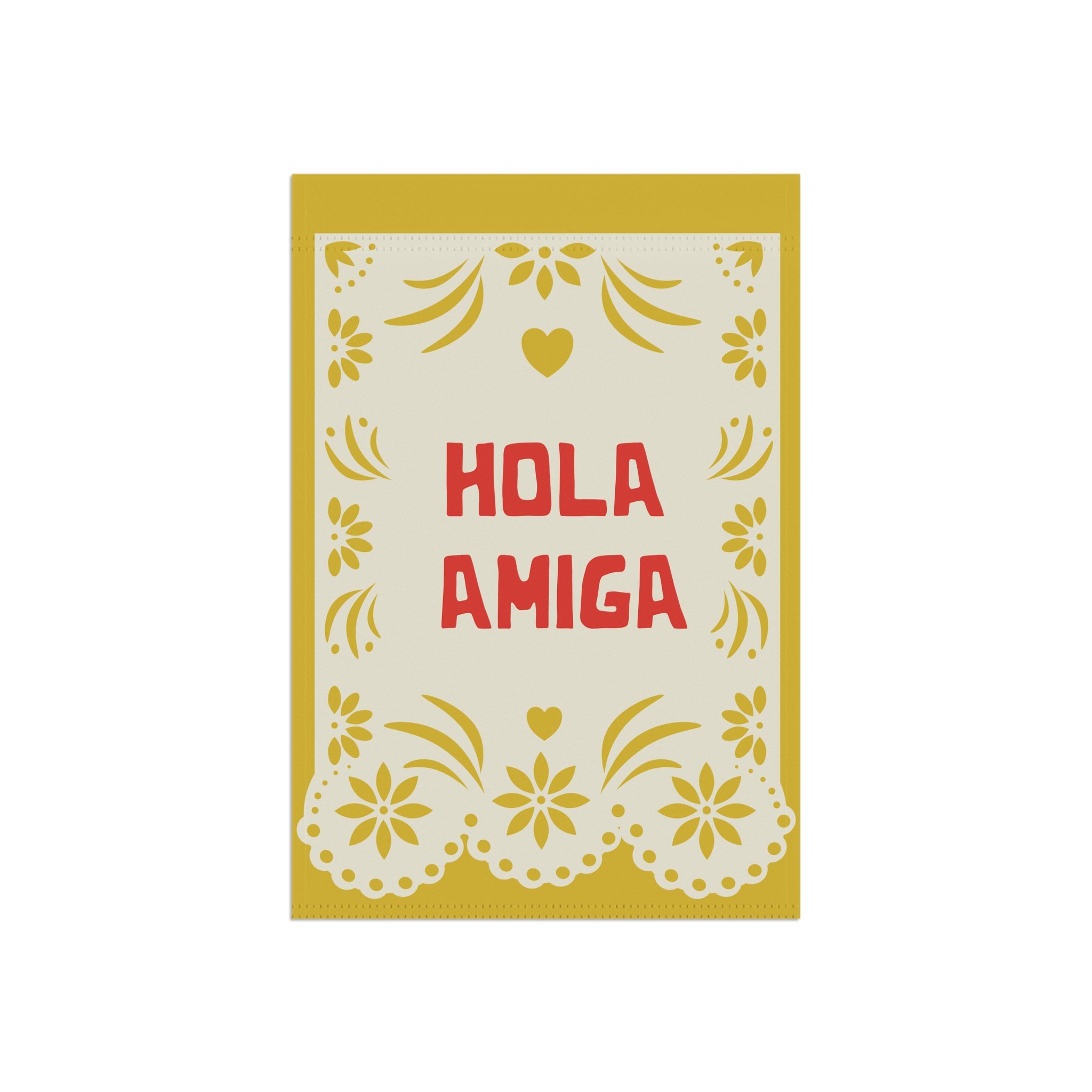 Hola Amiga Garden Flag — Decorative Spanish Welcome Banner for Patio & Front Yard