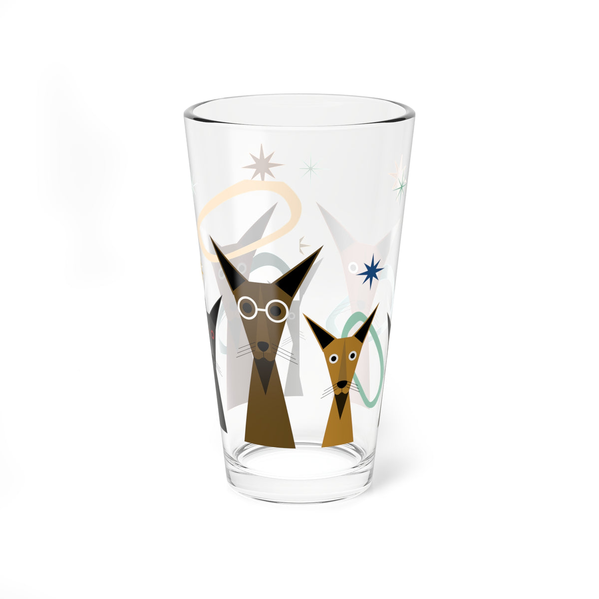16oz Mixing Glass — Retro Starburst Dogs Cocktail Mixing Glass