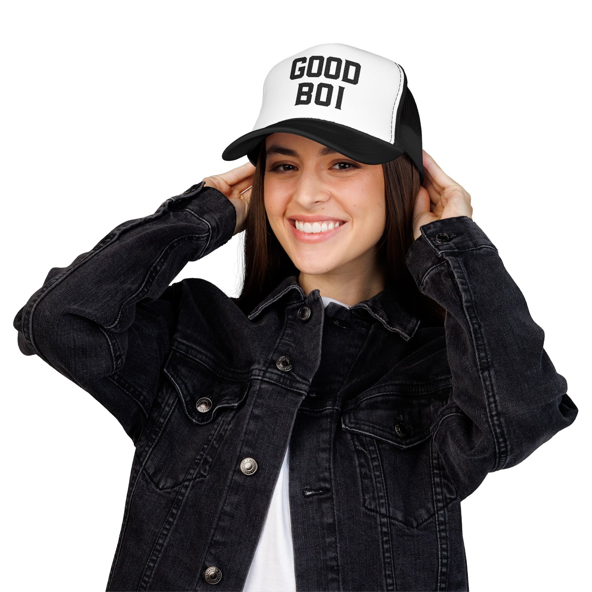 Good Boi Embroidered Trucker Hat — Classic Foam Mesh Cap