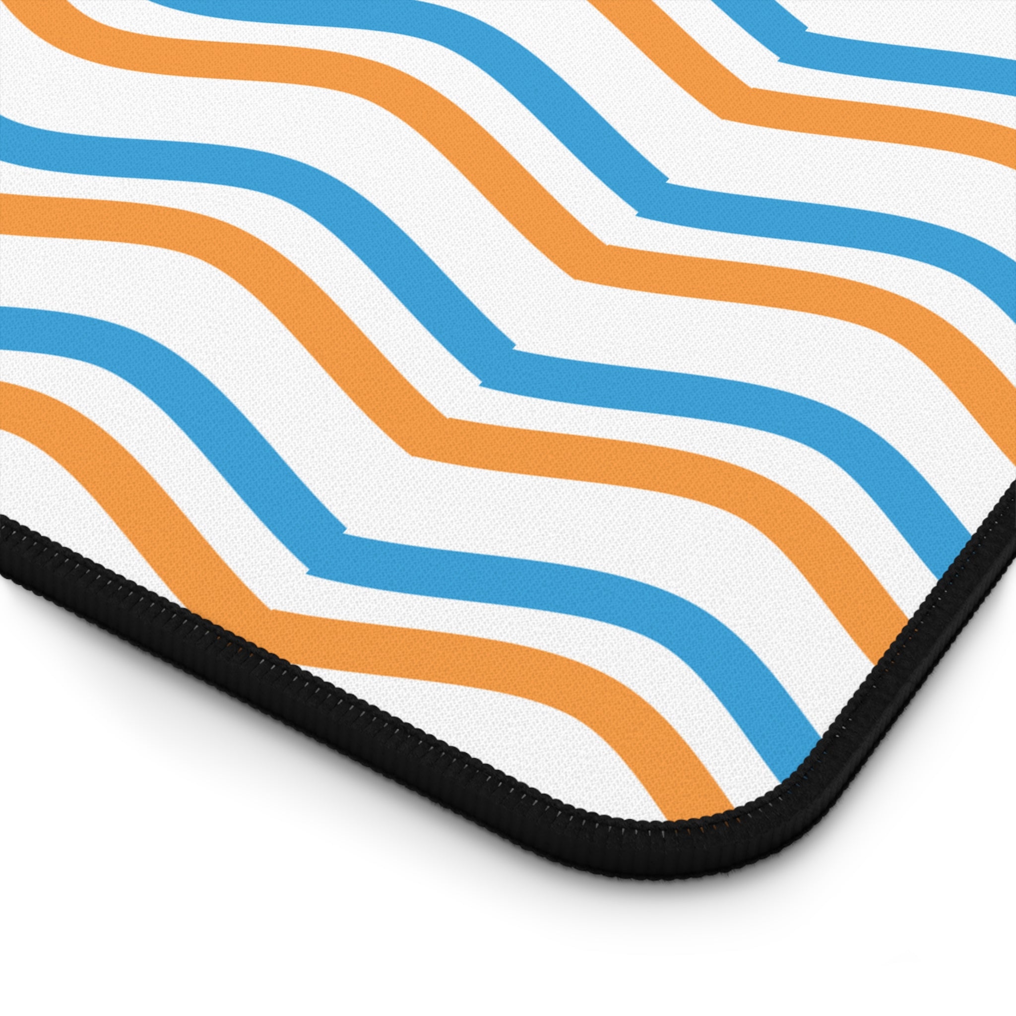 Wavy Orange & Blue Desk Mat — Modern Office Mouse Pad