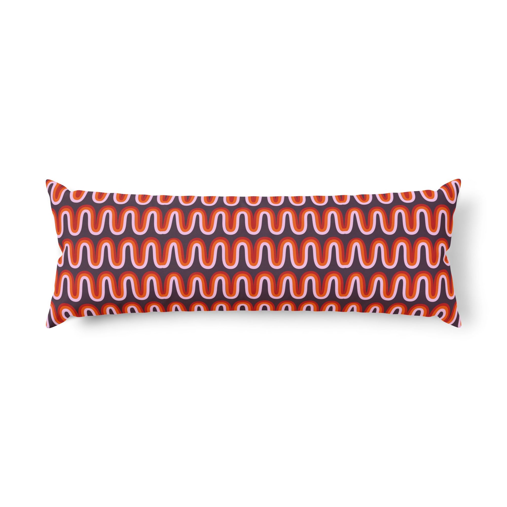 Retro Wave Body Pillow – Orange & Navy Geometric Pattern