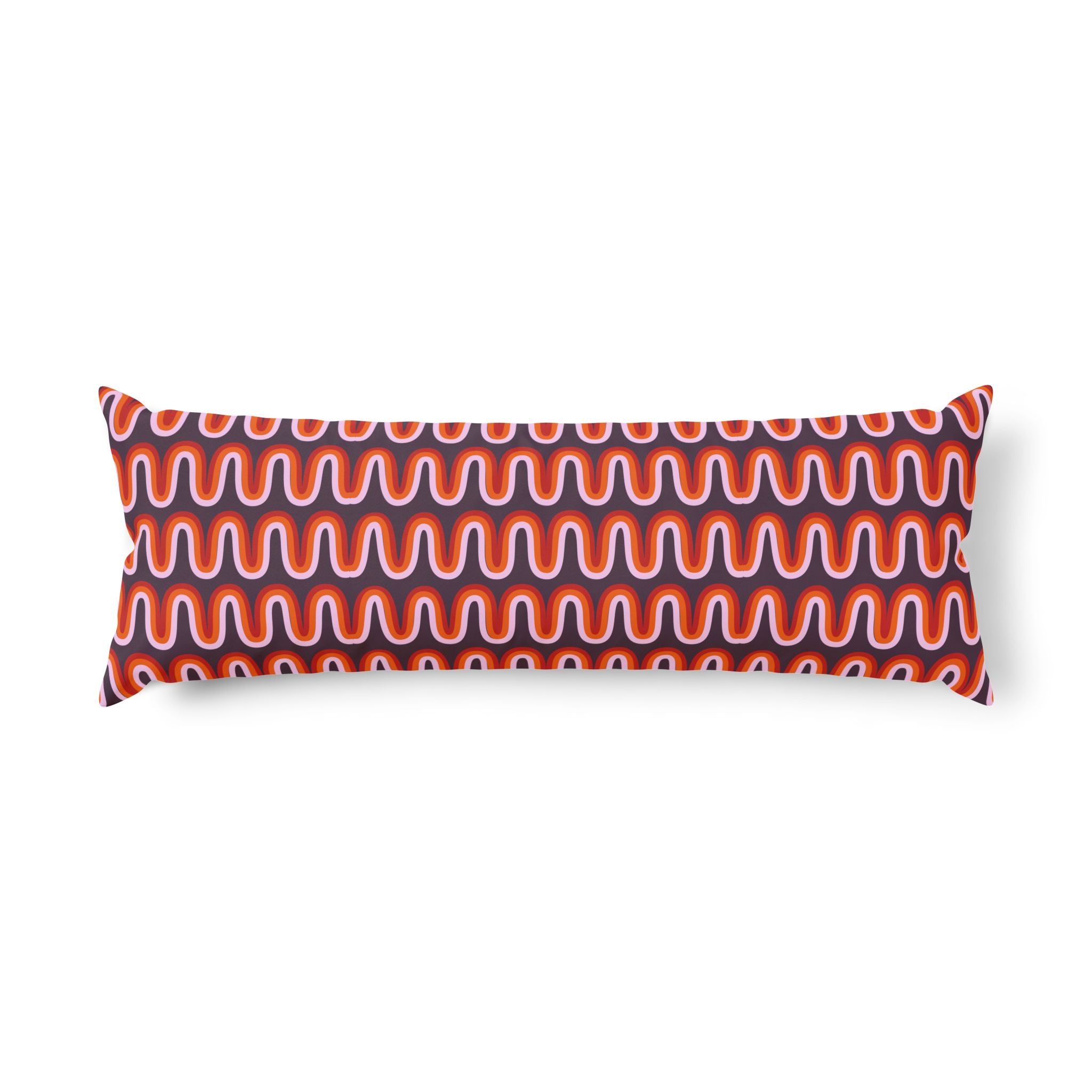 Retro Wave Body Pillow – Orange & Navy Geometric Pattern