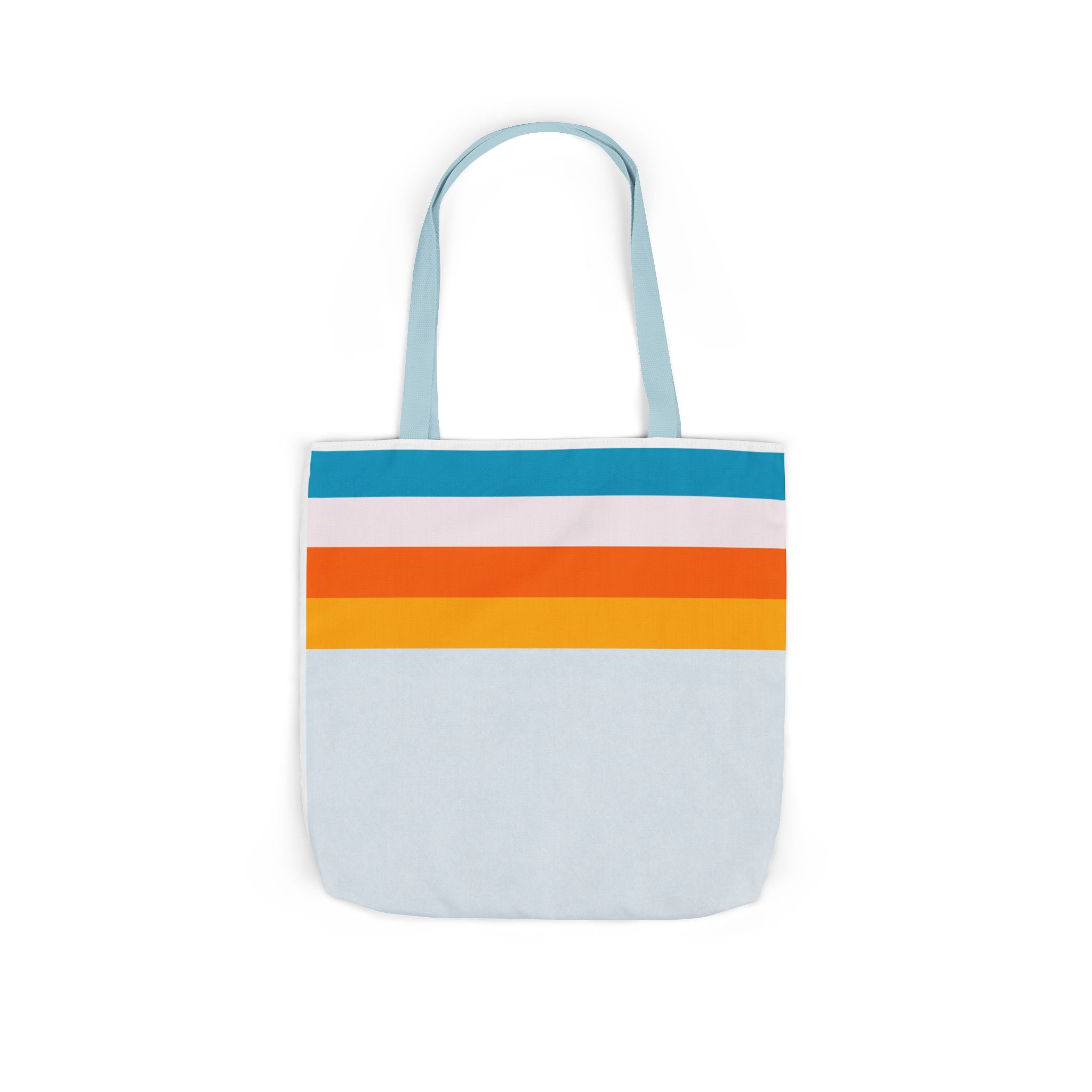 Retro Stripe Canvas Tote Bag — Blue, White, Orange Accent Straps