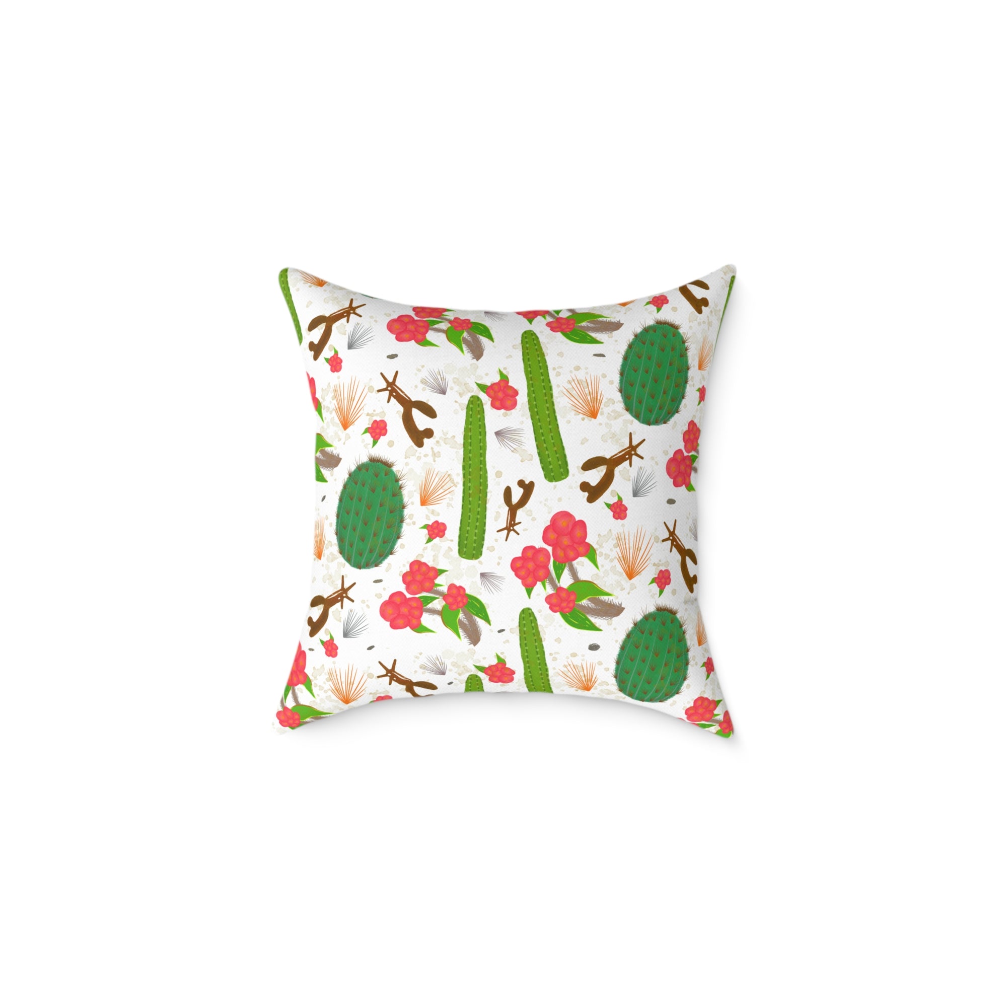 Cactus Pattern Square Pillow — Prickly Paradise Throw Cushion