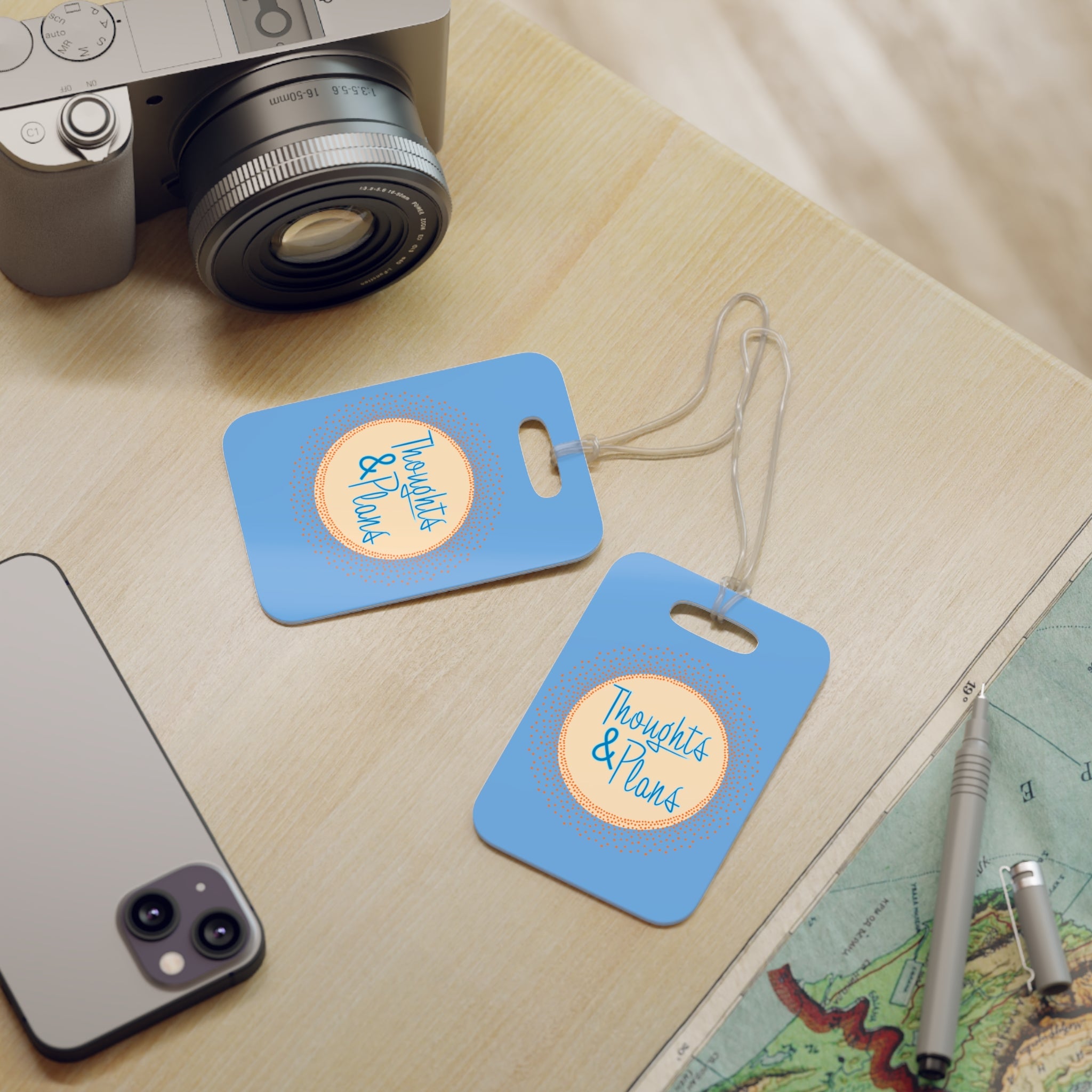 Thoughts & Plans Luggage Tag — Blue Travel ID Tag for Planners & Journalers