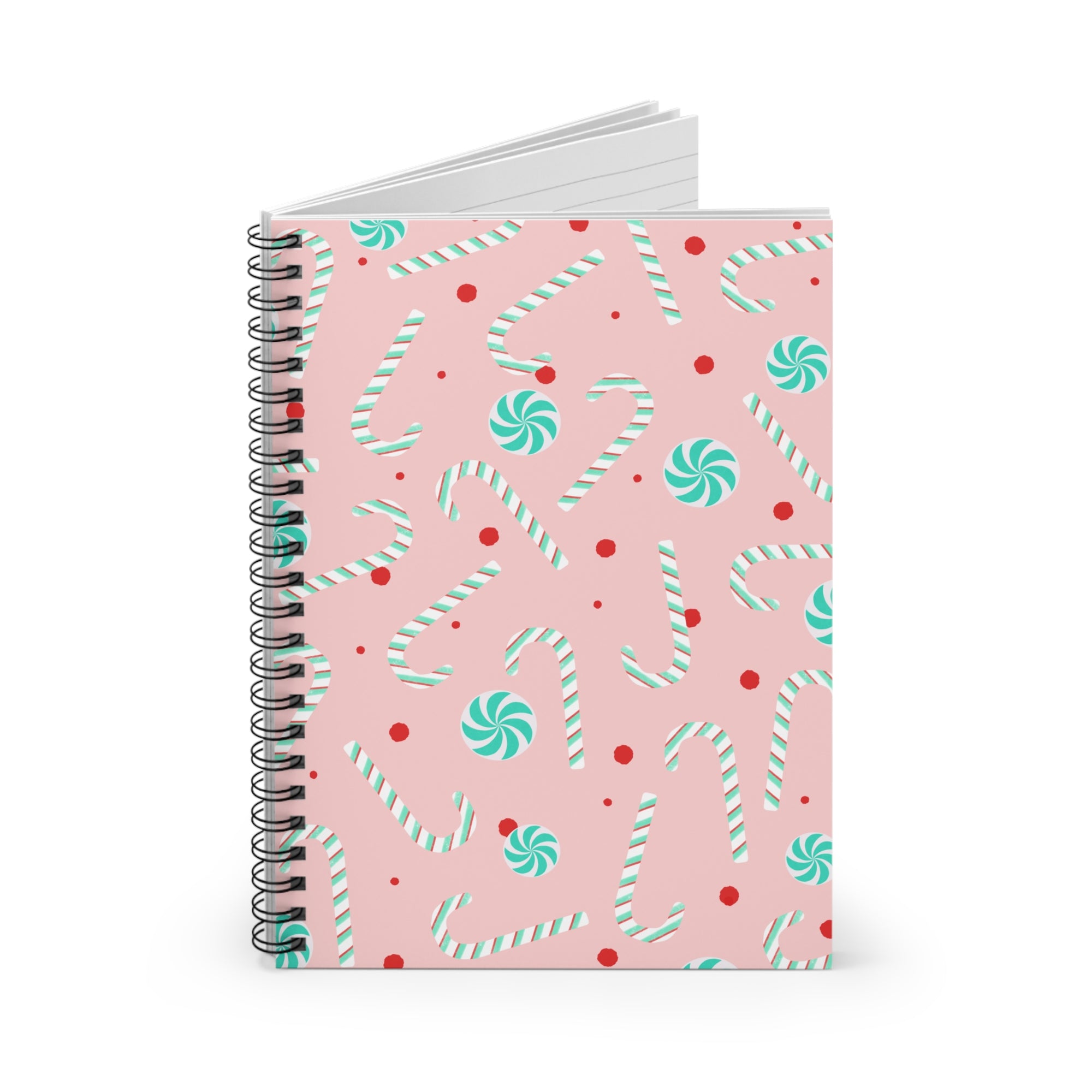 Candy Cane Pattern Notebook | Pink Peppermint Spiral Notebook