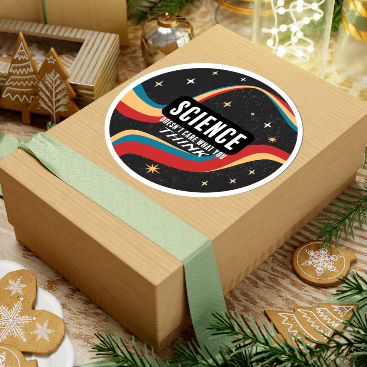 Science Sticker - "Science Doesn't Care What You Think" Retro Space Kiss-Cut Vinyl
