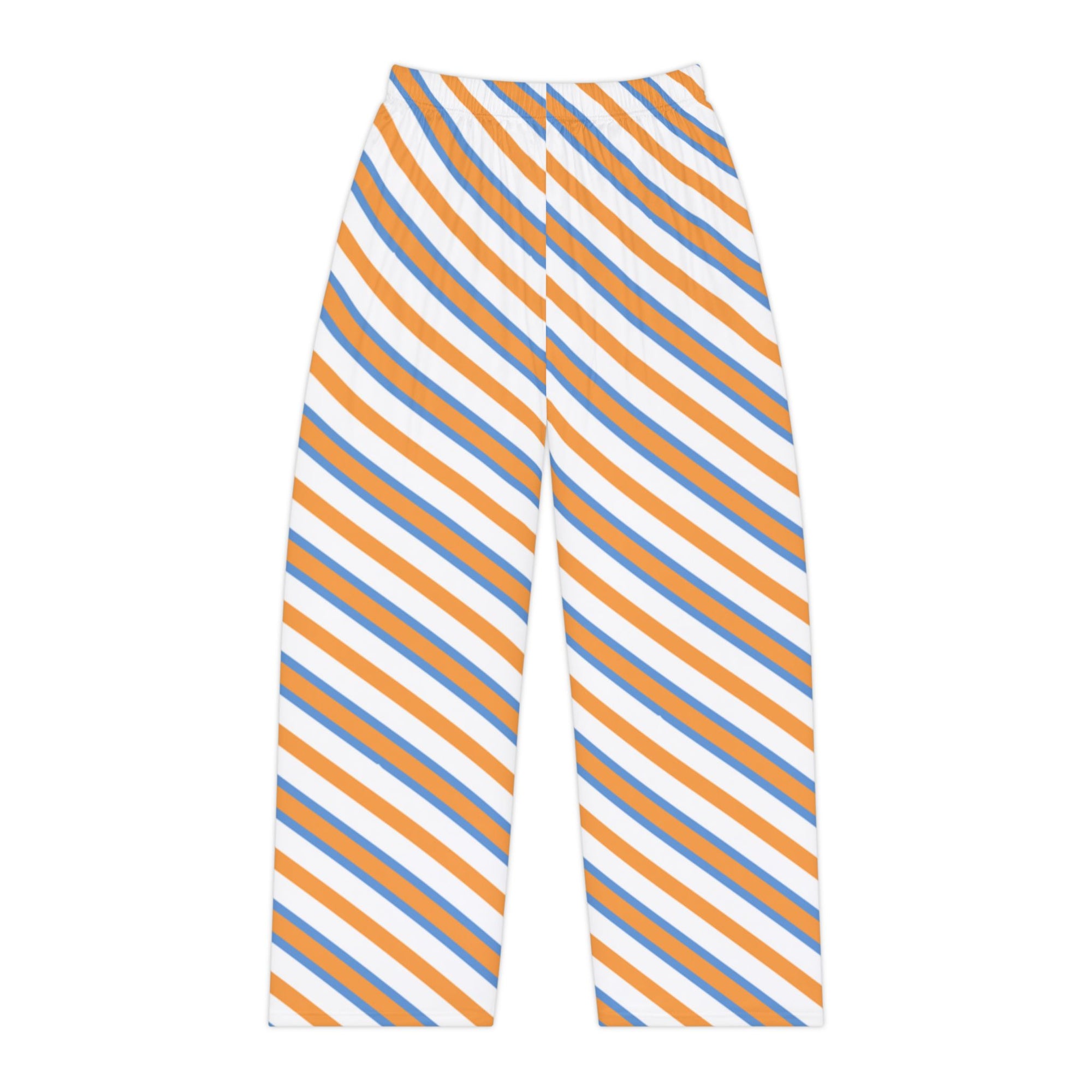 Broncos Striped Cozy Pajama Pants — Orange & Blue Diagonal Lounge Trousers
