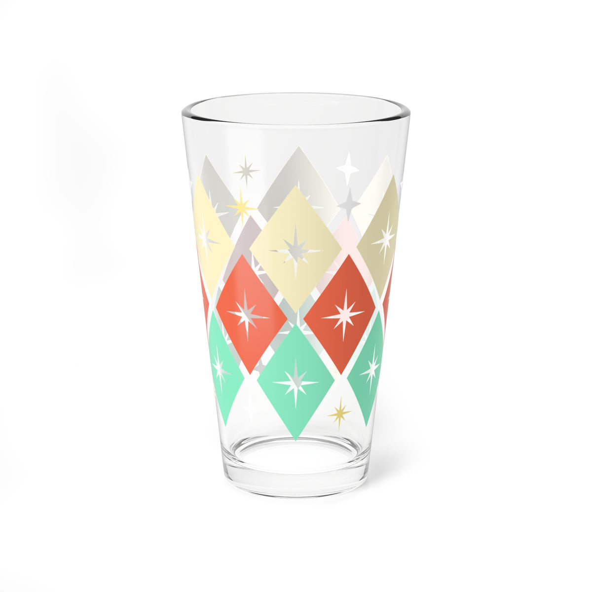 Mid-Century Diamond Mixing Glass — 16oz Retro Cocktail Shaker Glass
