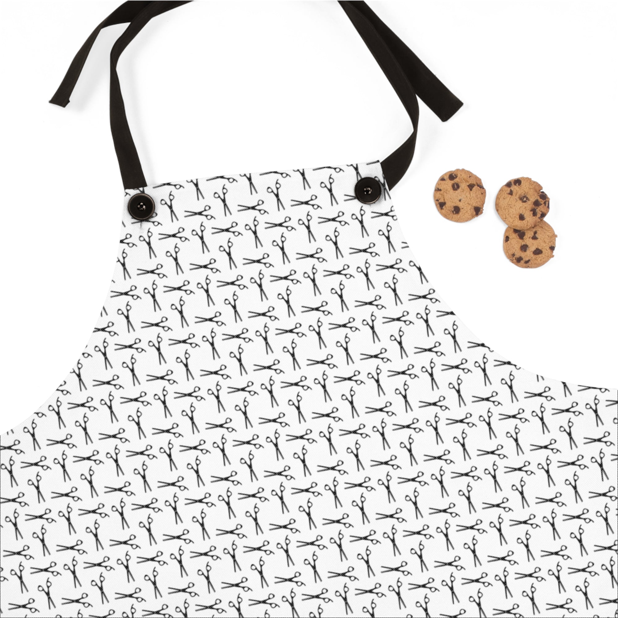 Shears Print Apron, Monochrome Stylist Shears Pattern Salon Apron