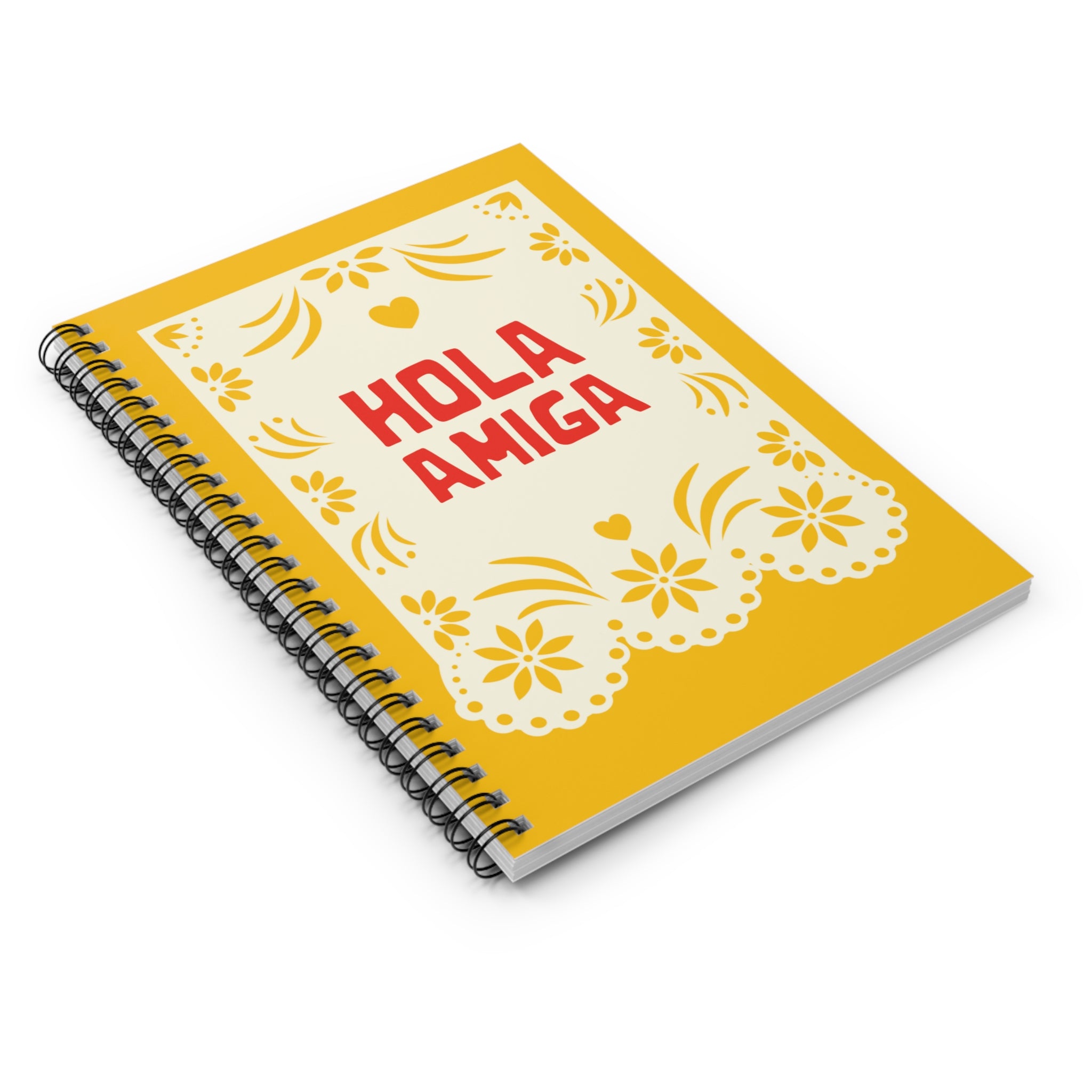 Hola Amiga Spiral Notebook — Bright Papel Picado Design, Ruled Journal for Friends & Spanish Speakers