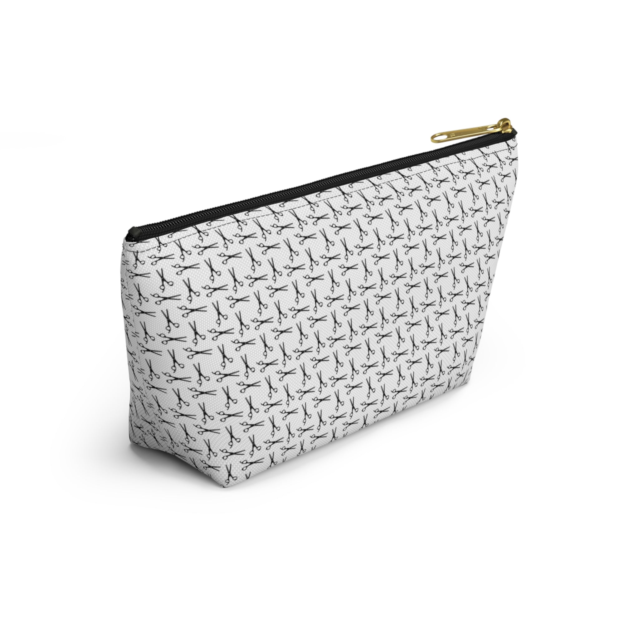 Shears Pattern Accessory Pouch — Minimal Grey Pattern Makeup & Travel Organizer