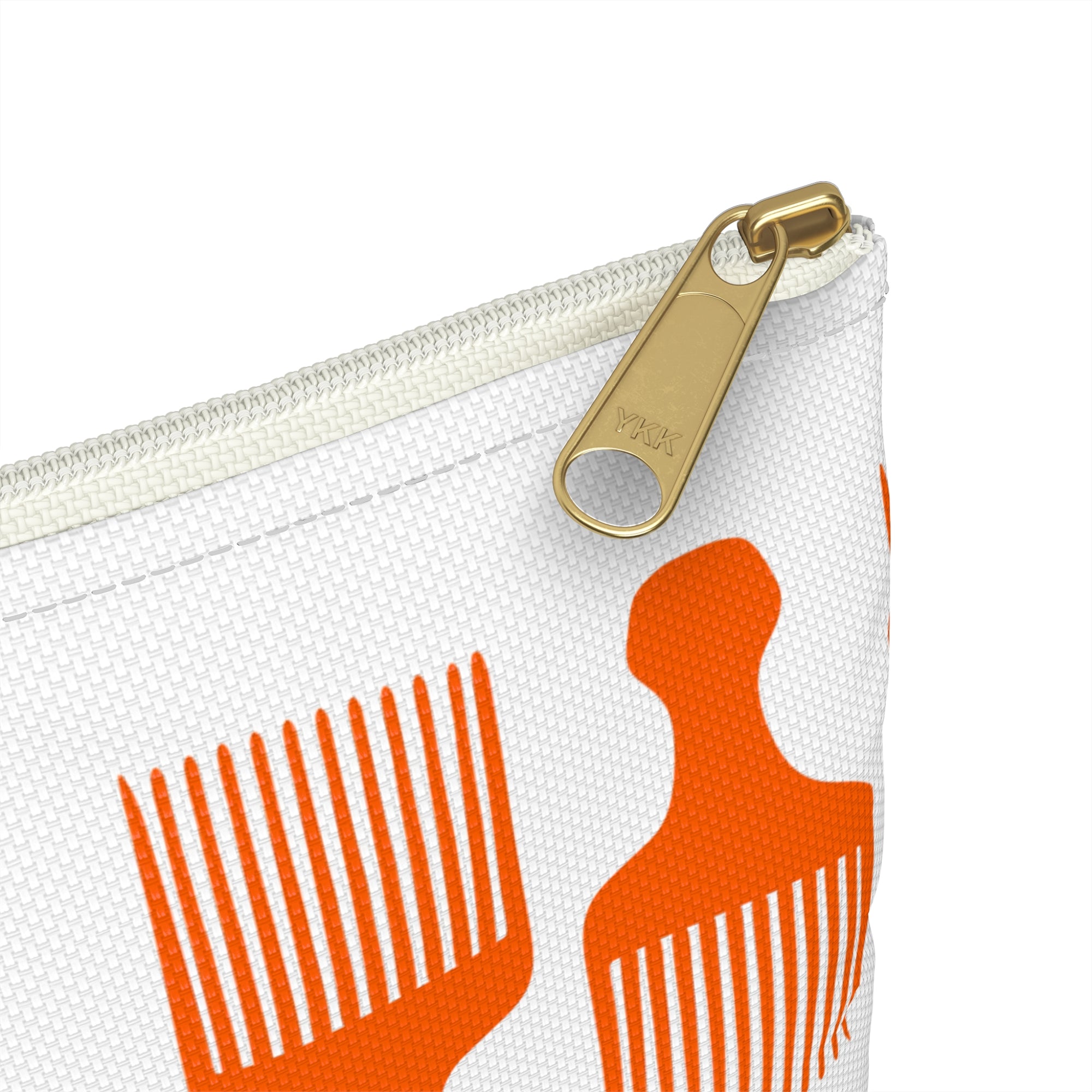 Pick Pattern Accessory Pouch — Orange Hair Pick Makeup Bag