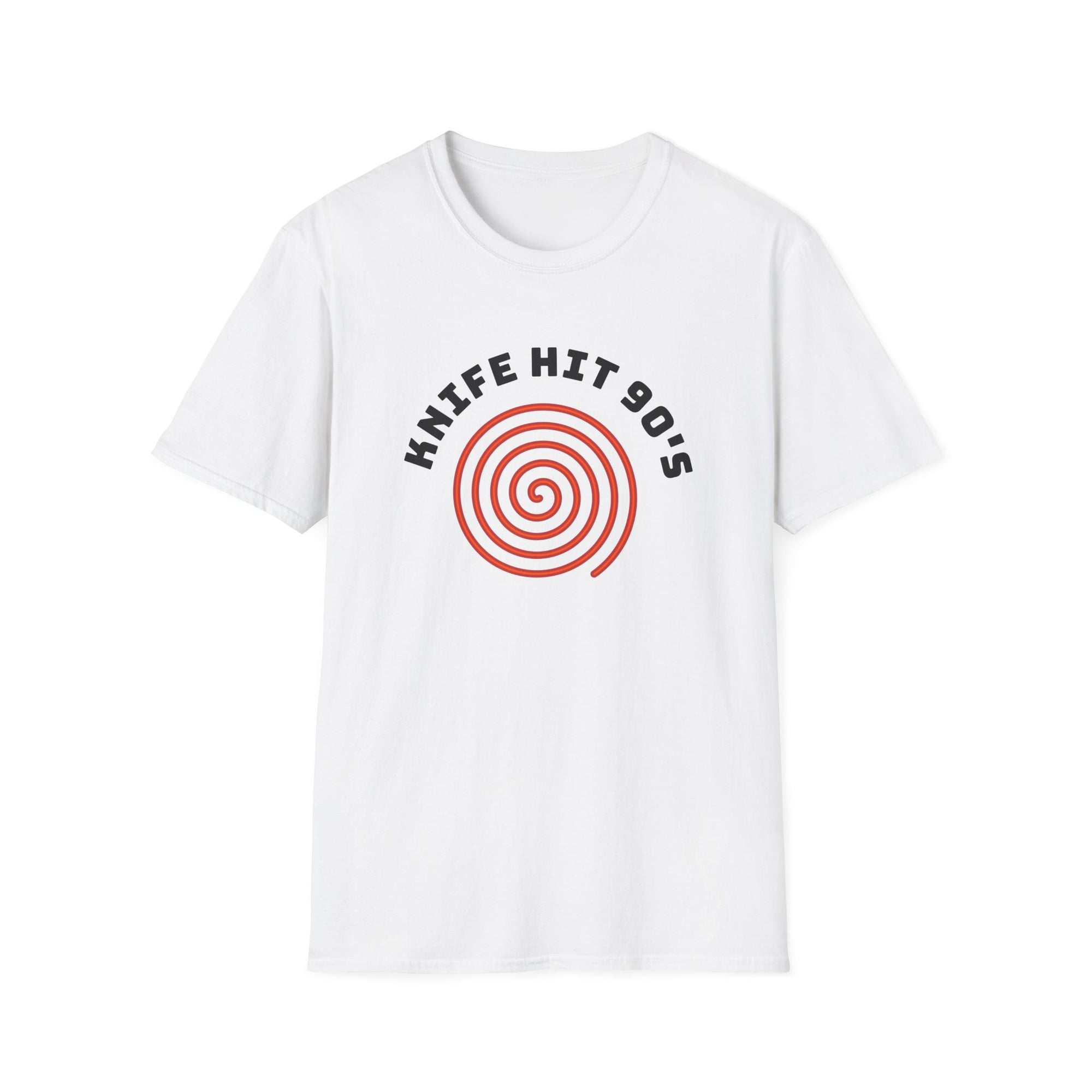 Knife Hit 90s spiral graphic T-Shirt | Freezer Buddy back print