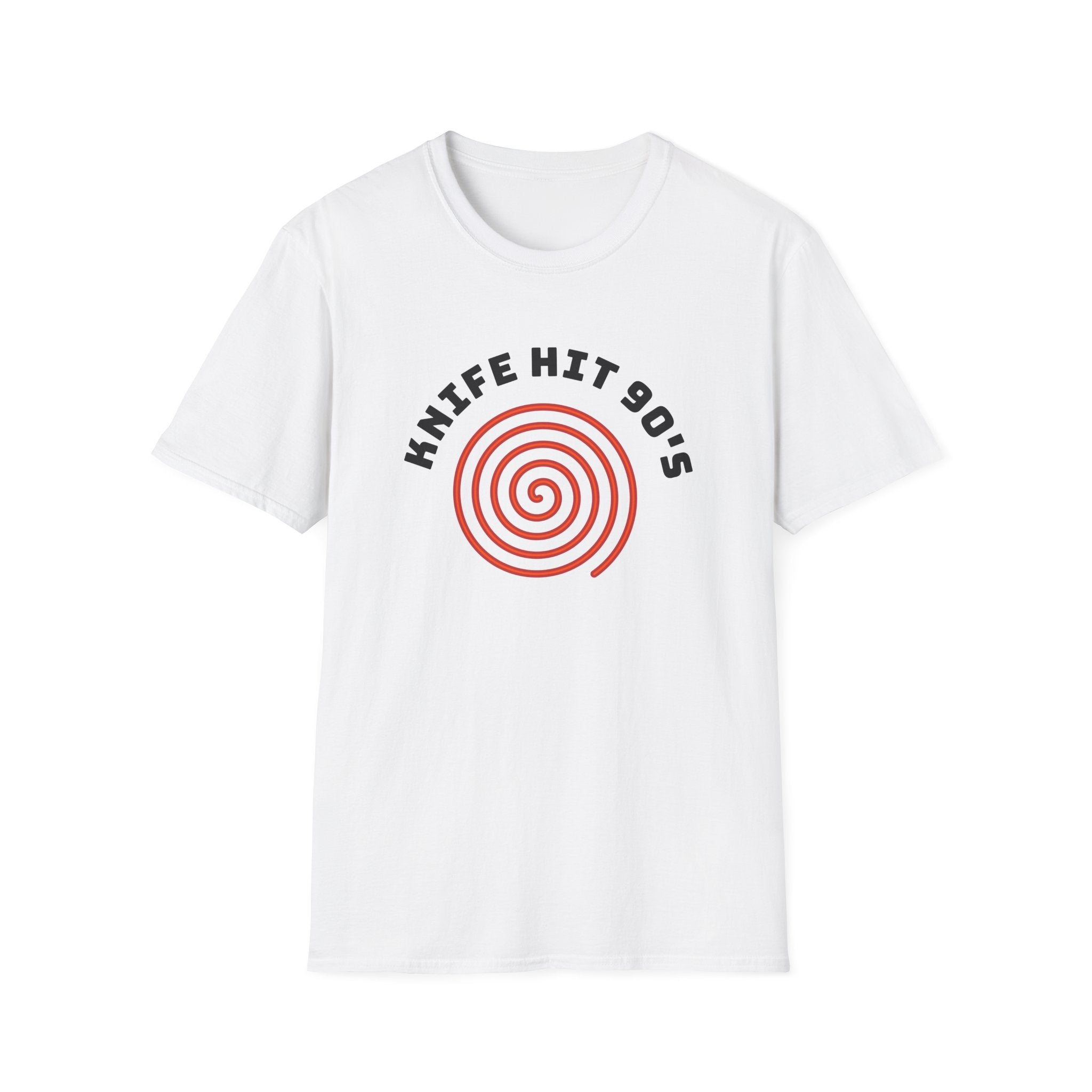 Knife Hit 90s spiral graphic T-Shirt | Freezer Buddy back print