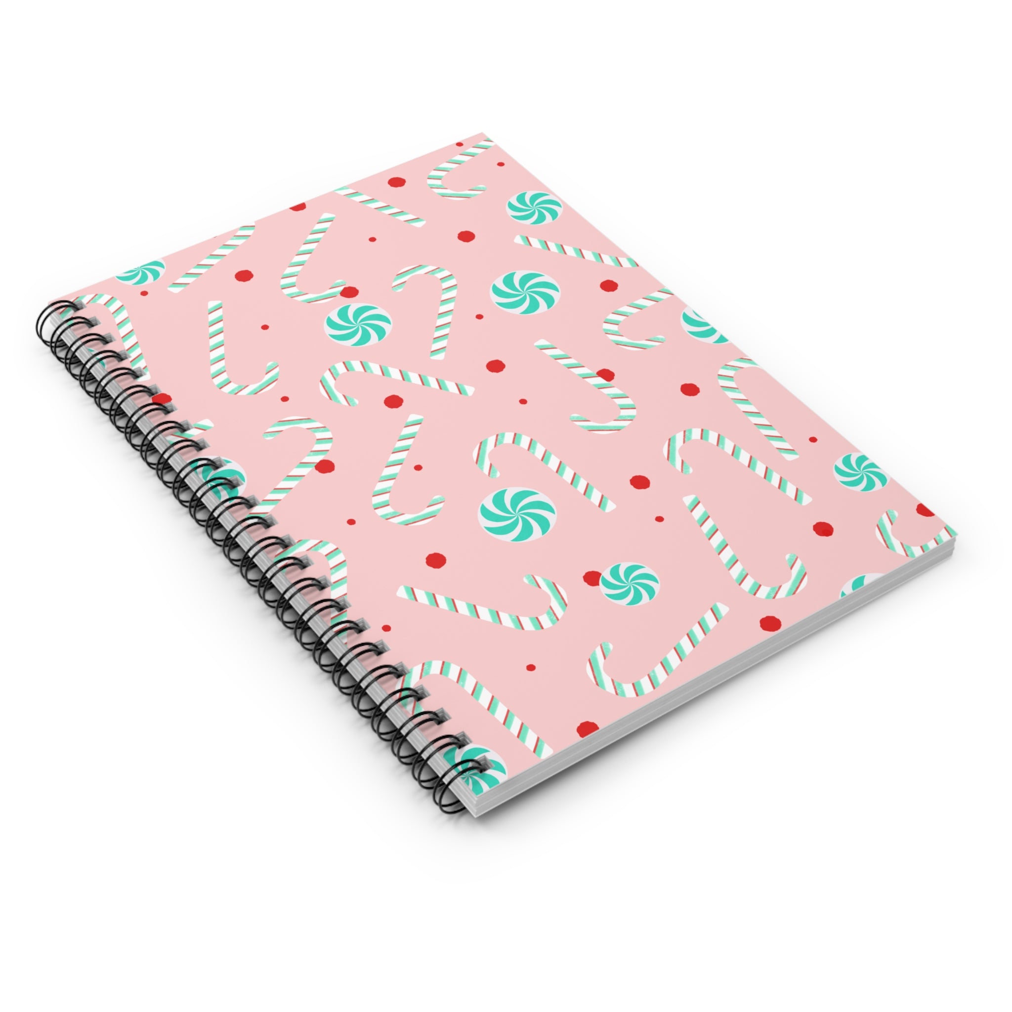 Candy Cane Pattern Notebook | Pink Peppermint Spiral Notebook