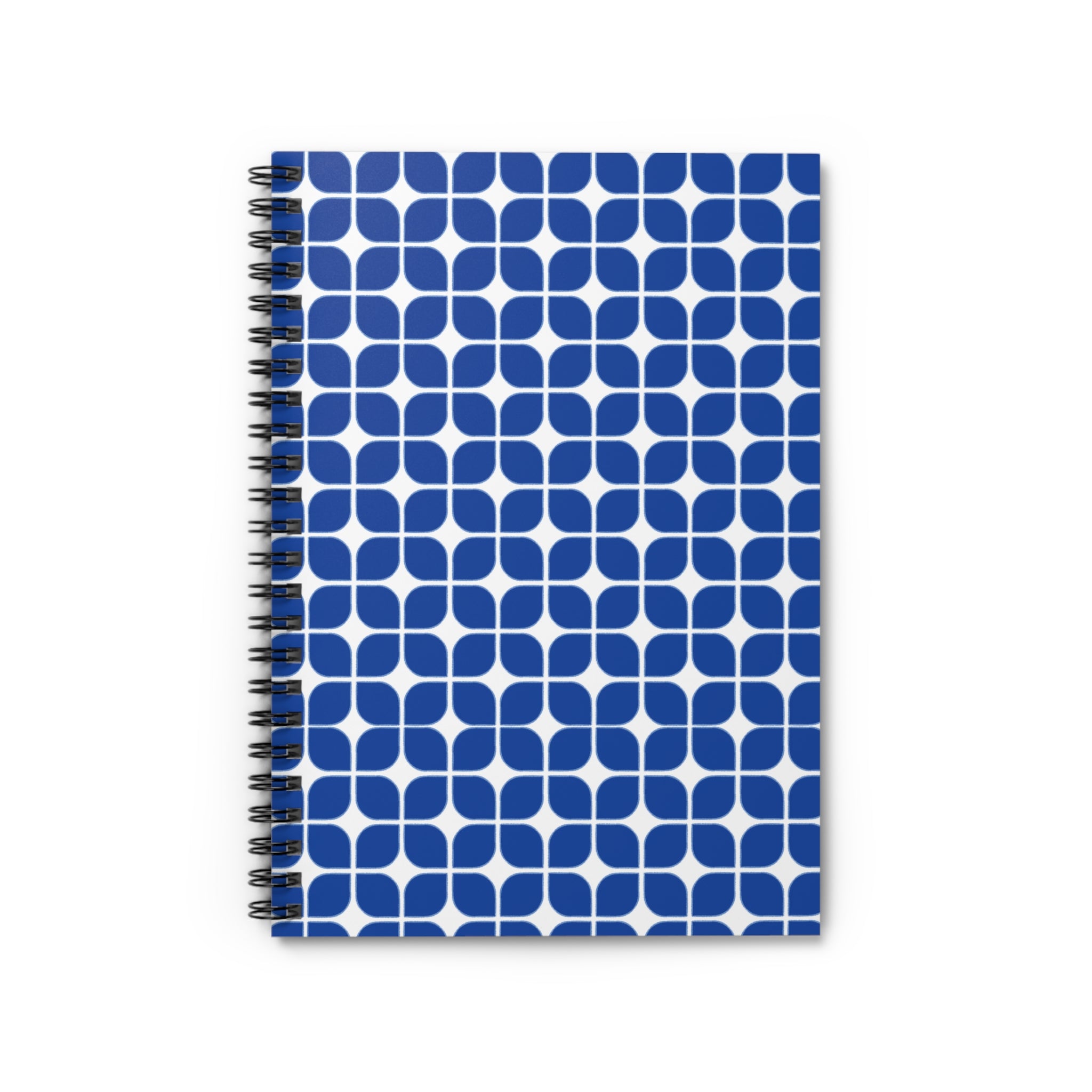 Blue Geometric Spiral Notebook – Ruled Lined Journal