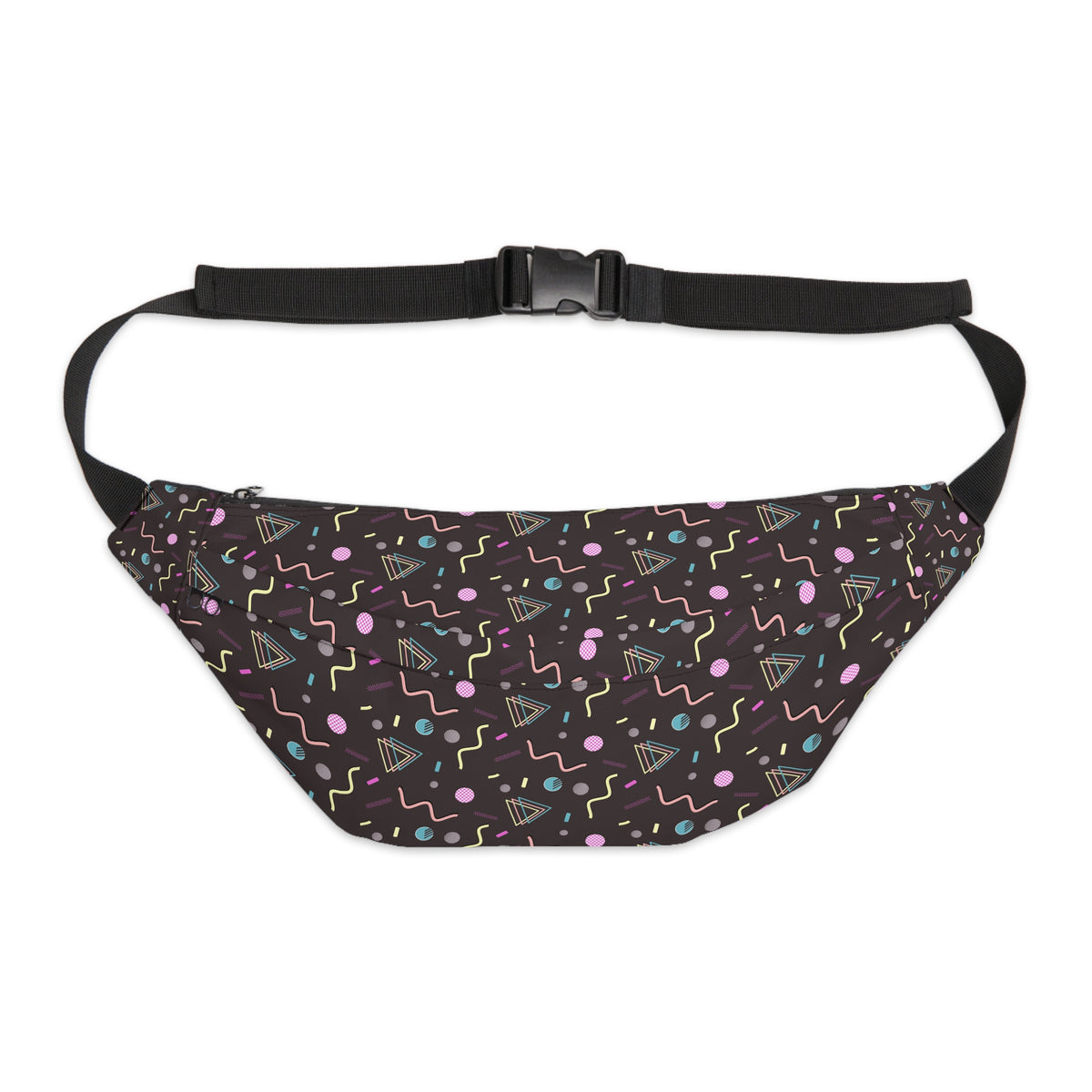 Retro 90s Pattern Fanny Pack — Large Hip Bag for Travel & Festivals