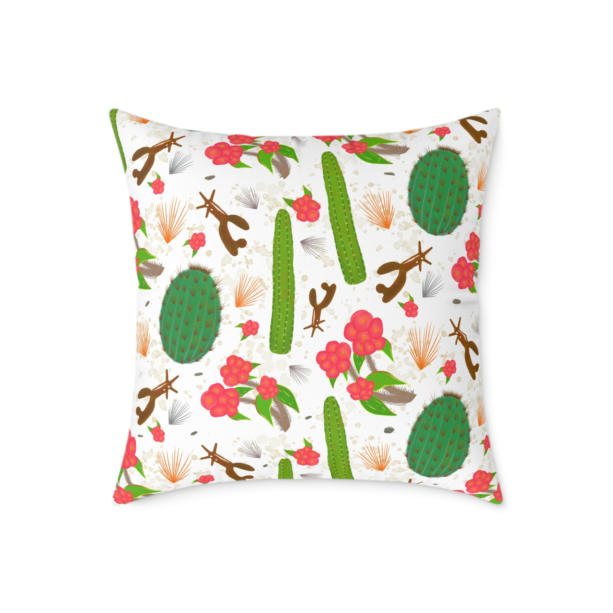 Cactus Pattern Square Pillow — Prickly Paradise Throw Cushion