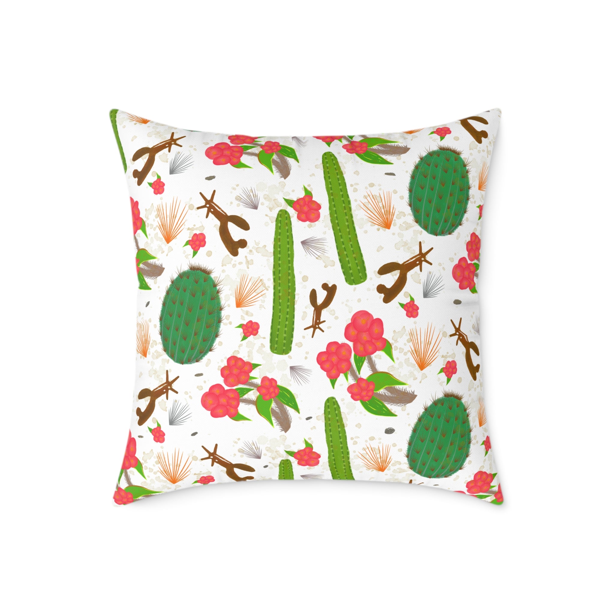 Cactus Pattern Square Pillow — Prickly Paradise Throw Cushion