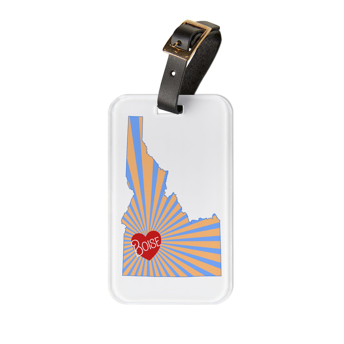 Boise Idaho Luggage Tag – Retro Sunburst State Silhouette Travel ID