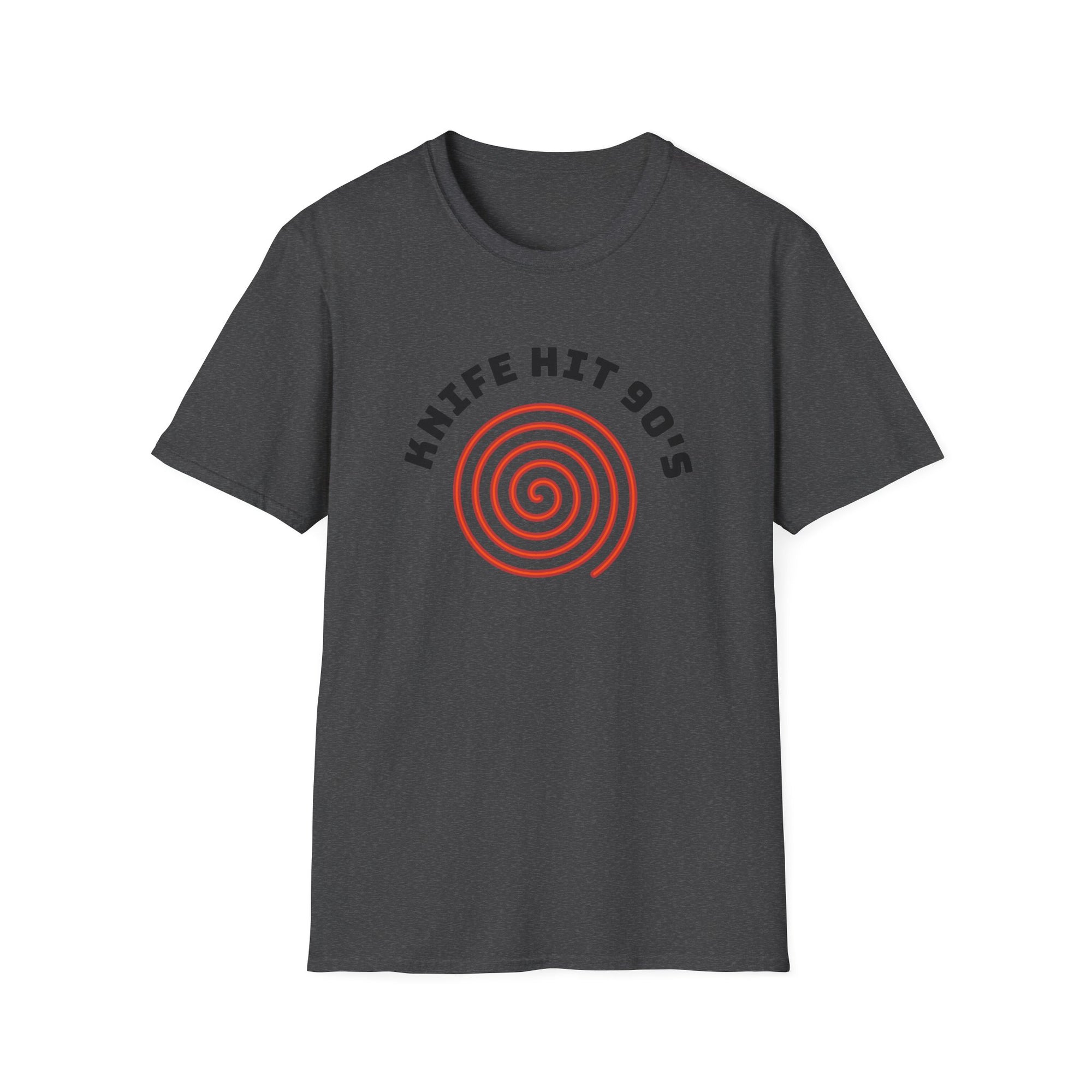 Knife Hit 90s spiral graphic T-Shirt | Freezer Buddy back print