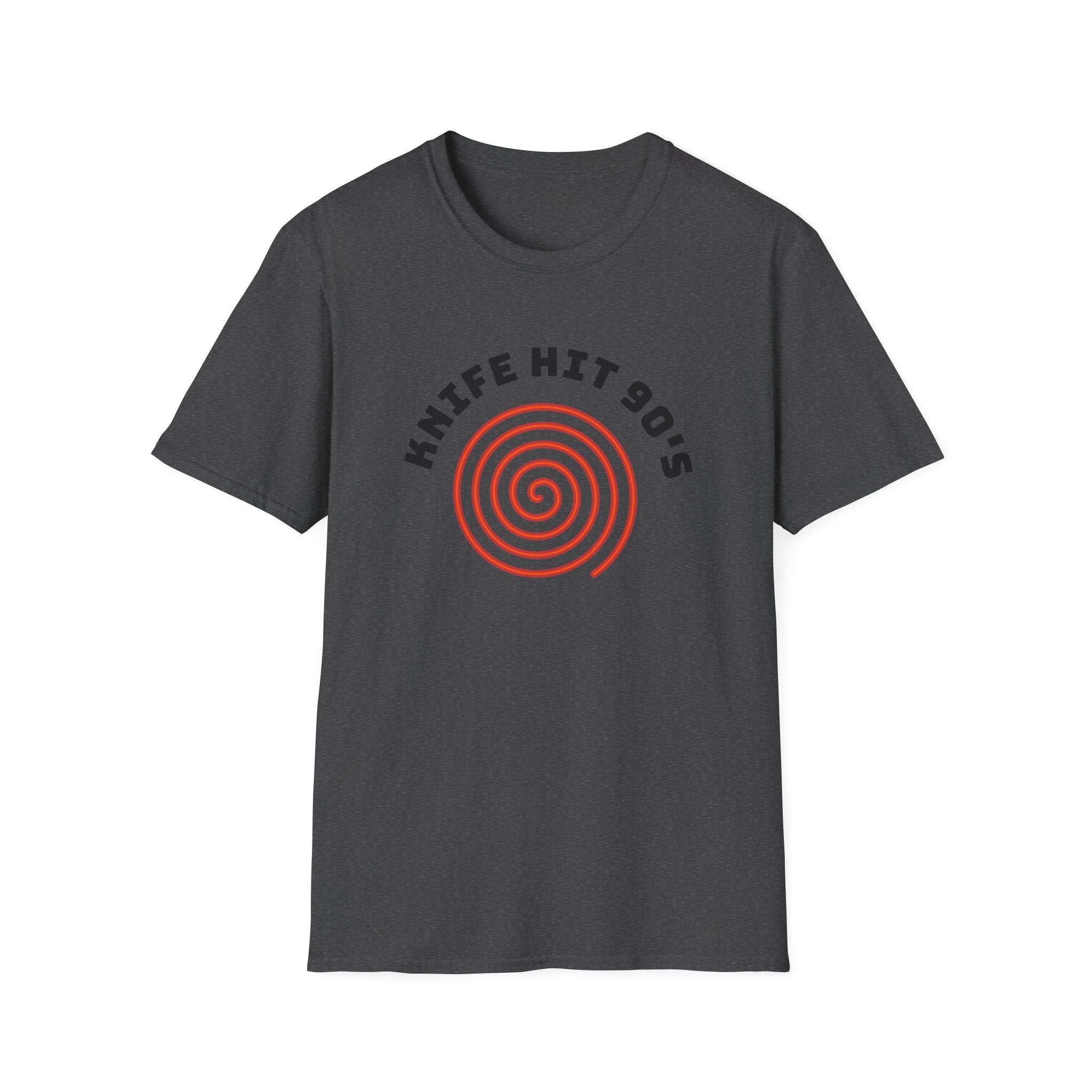 Knife Hit 90s spiral graphic T-Shirt | Freezer Buddy back print